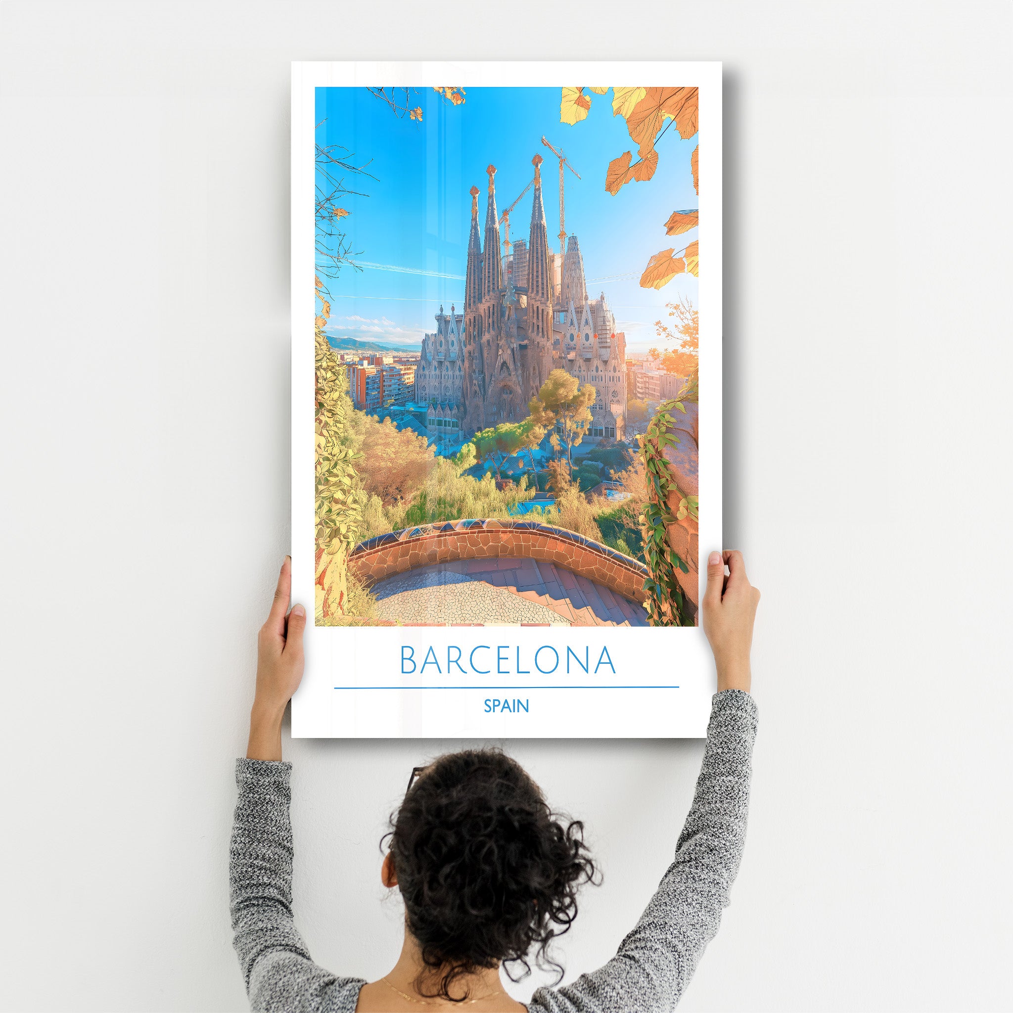 Barcelona Spanien-Reiseposter | <tc>Glasbild</tc>