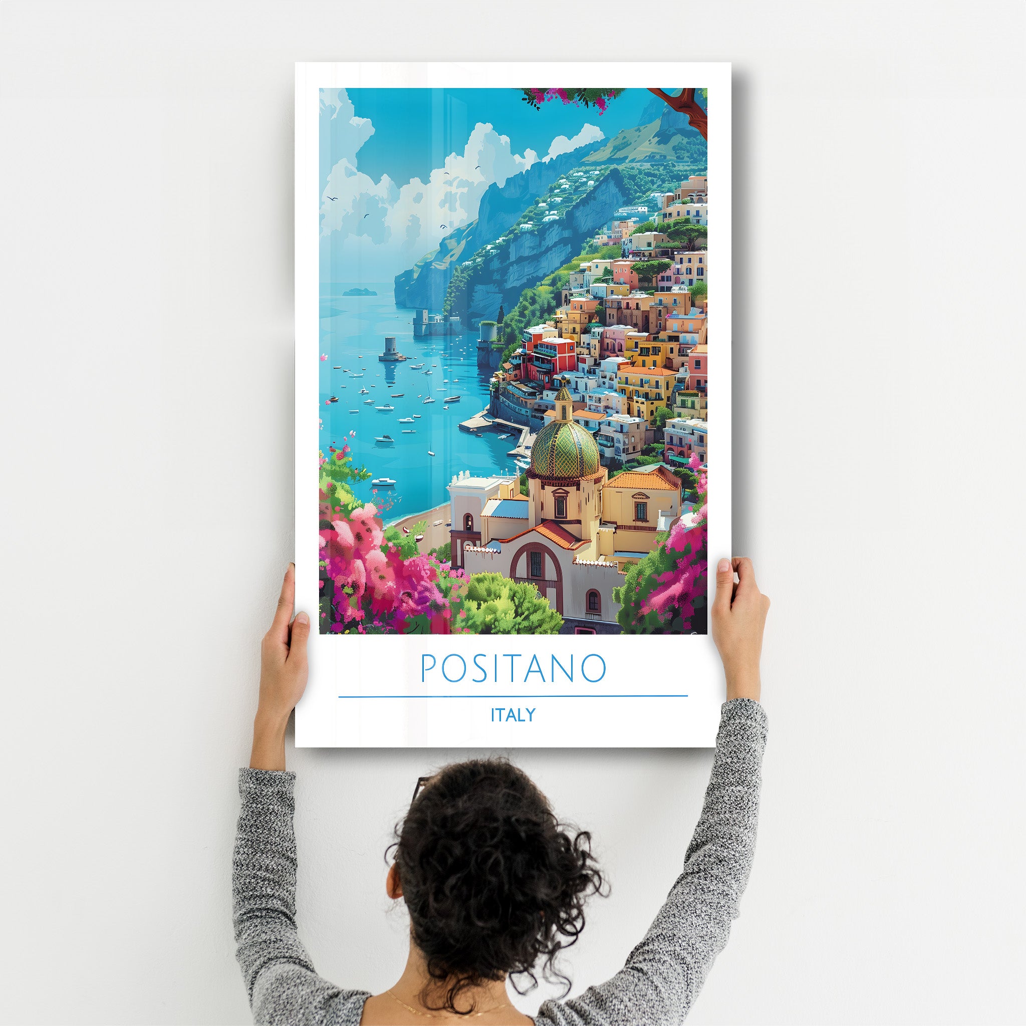 Positano Italien-Reiseposter | <tc>Glasbild</tc>