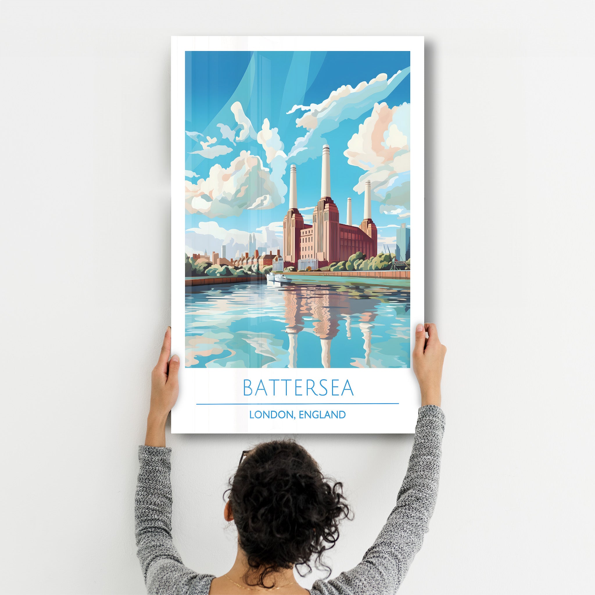 Battersea-London England-Reiseposter | <tc>Glasbild</tc>