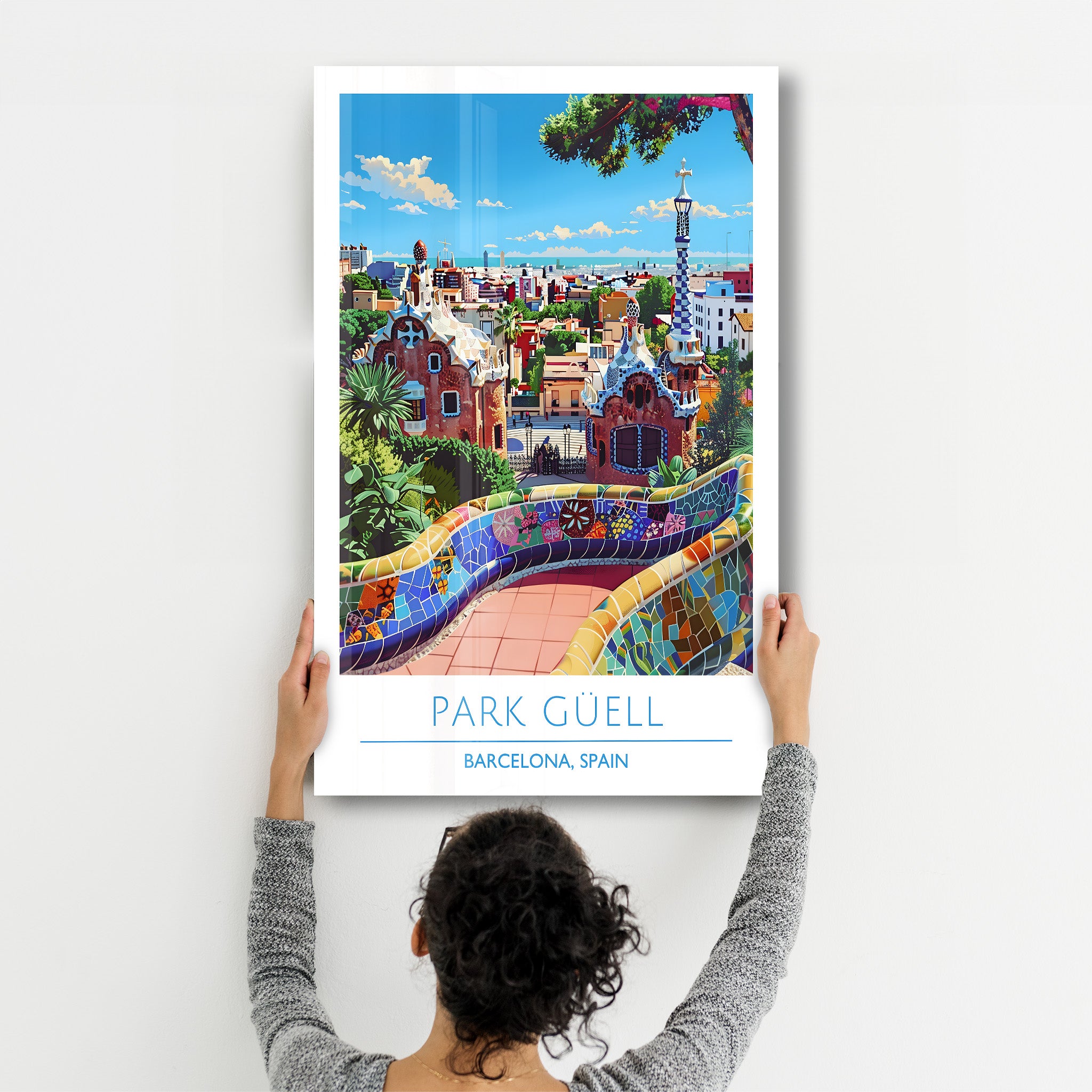 Park Güell-Barcelona Spanien-Reiseposter | <tc>Glasbild</tc>