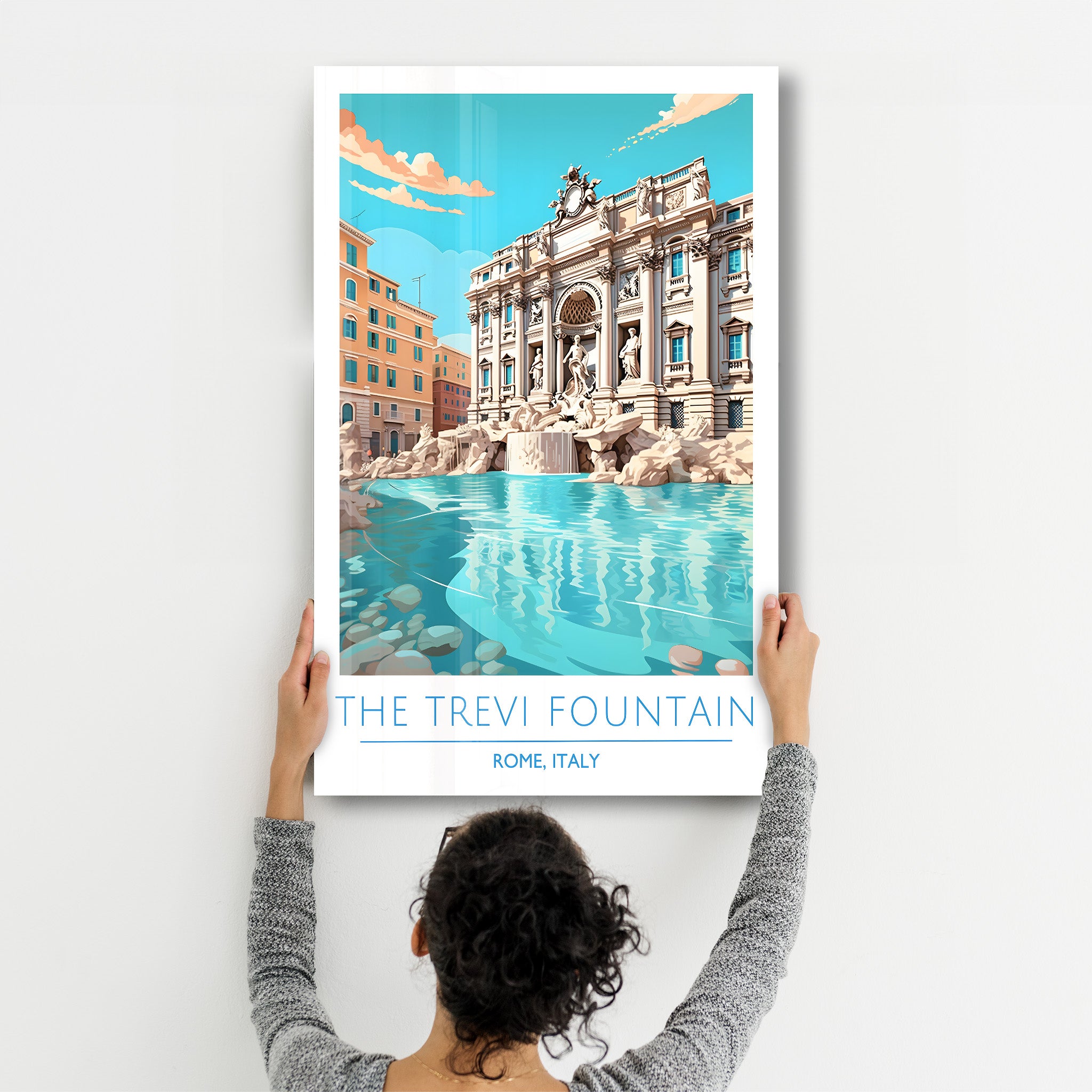 The Trevi Fountain-Rome Italy-Travel Posters | Glass Wall Art