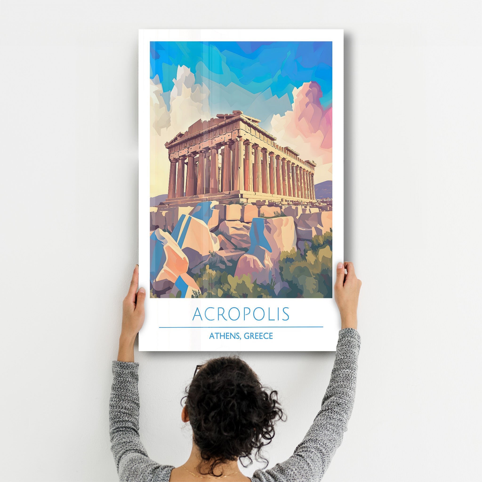 Akropolis-Athen Griechenland-Reiseposter | <tc>Glasbild</tc>