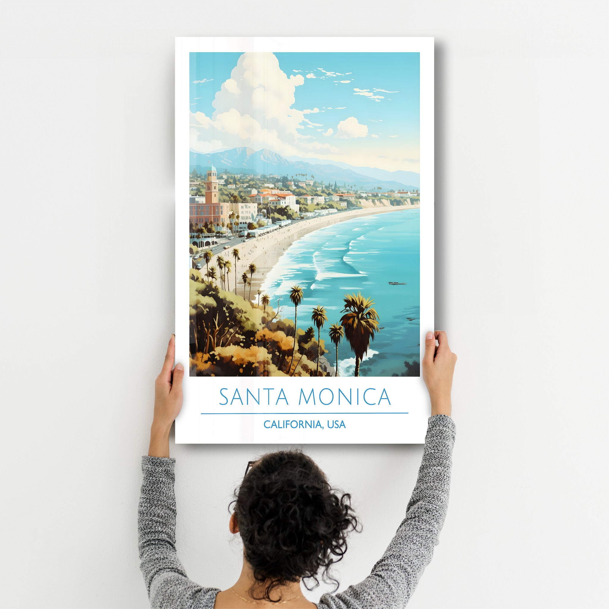 Santa Monica-Kalifornien USA-Reiseposter | <tc>Glasbild</tc>