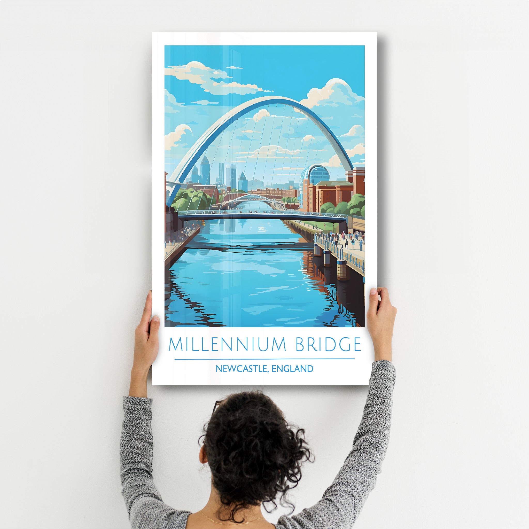 Millennium Bridge-Newcastle England-Travel Posters | Glass Wall Art