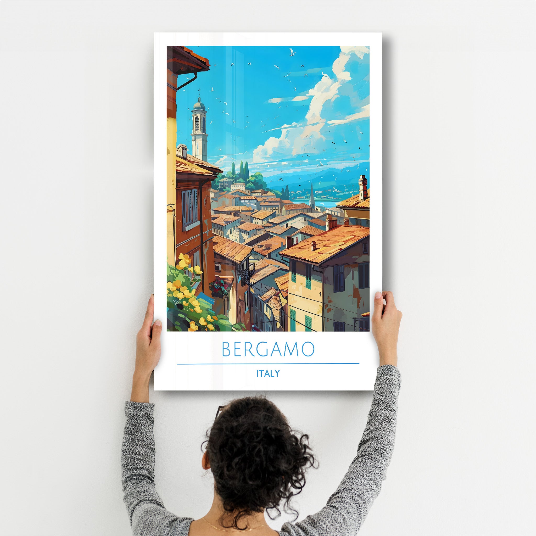 Bergamo Italien-Reiseposter | <tc>Glasbild</tc>