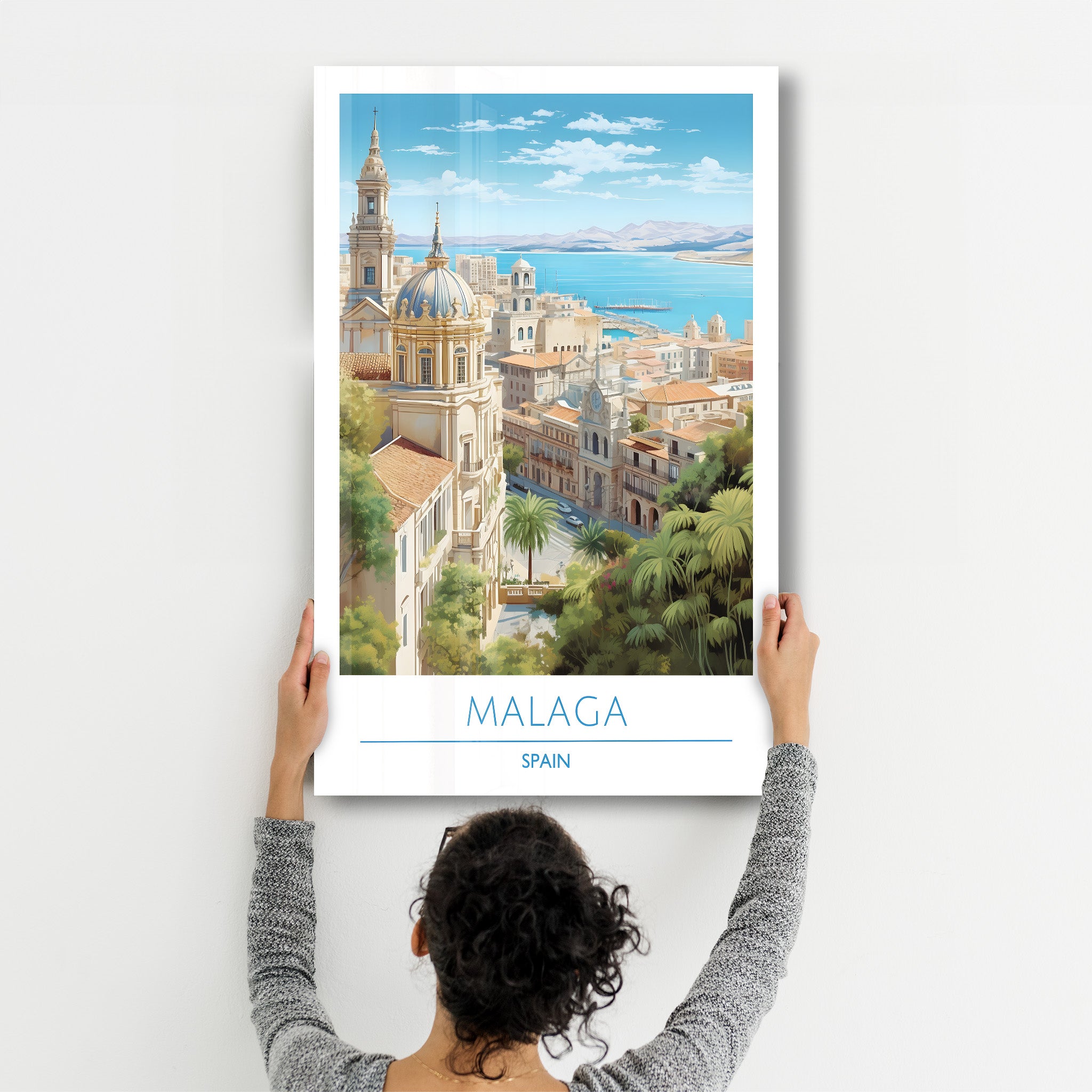 Malaga Spanien-Reiseposter | <tc>Glasbild</tc>