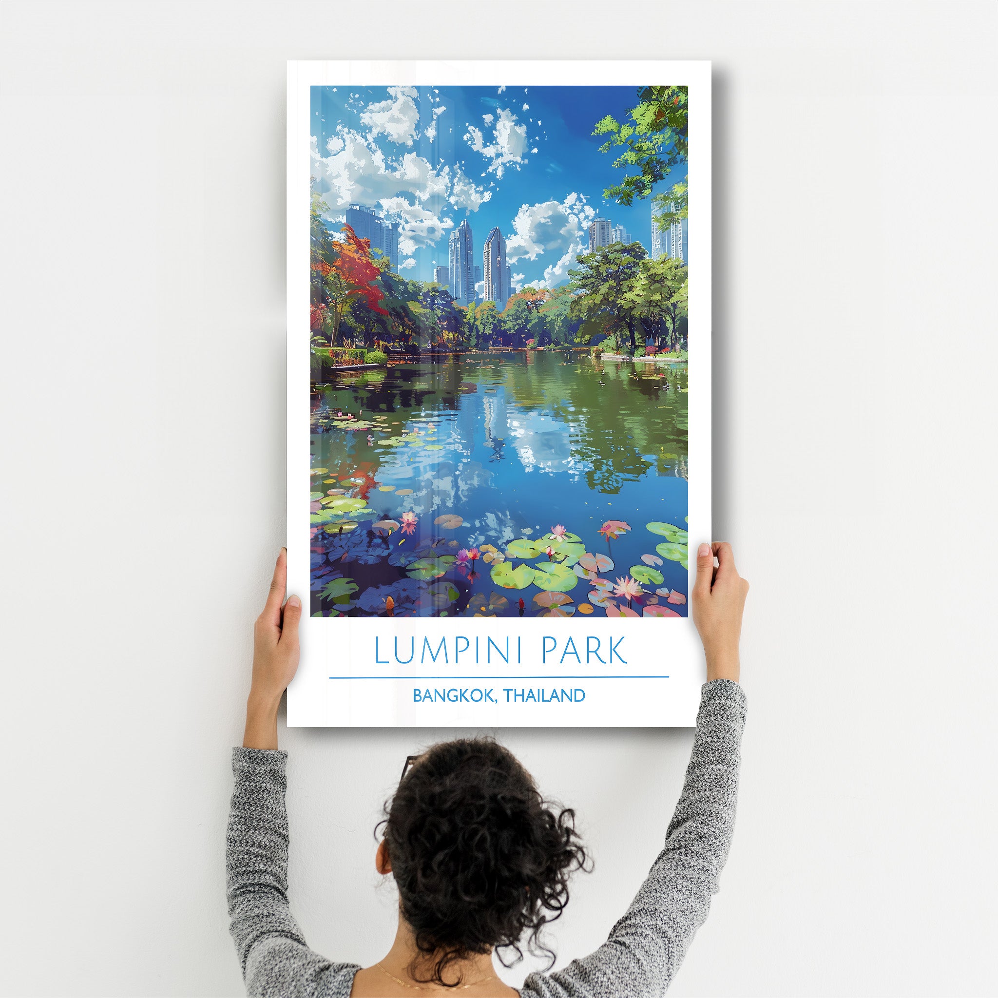 Lumpini Park-Bangkok Thailand-Reiseposter | <tc>Glasbild</tc>