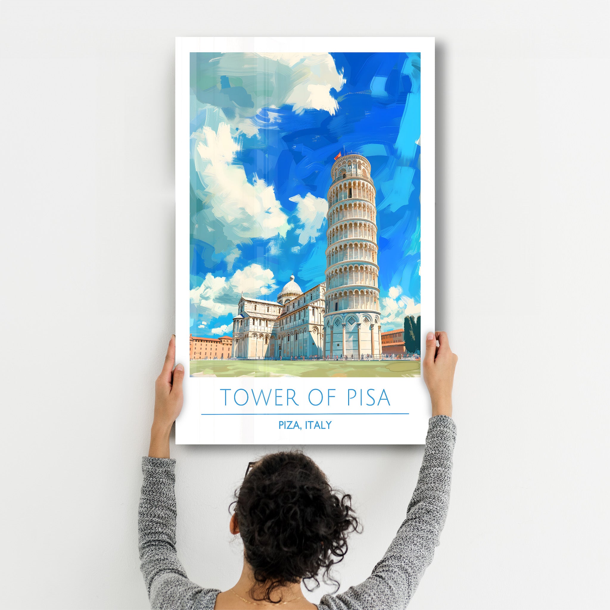 Turm von Pisa-Piza Italien-Reiseposter | <tc>Glasbild</tc>