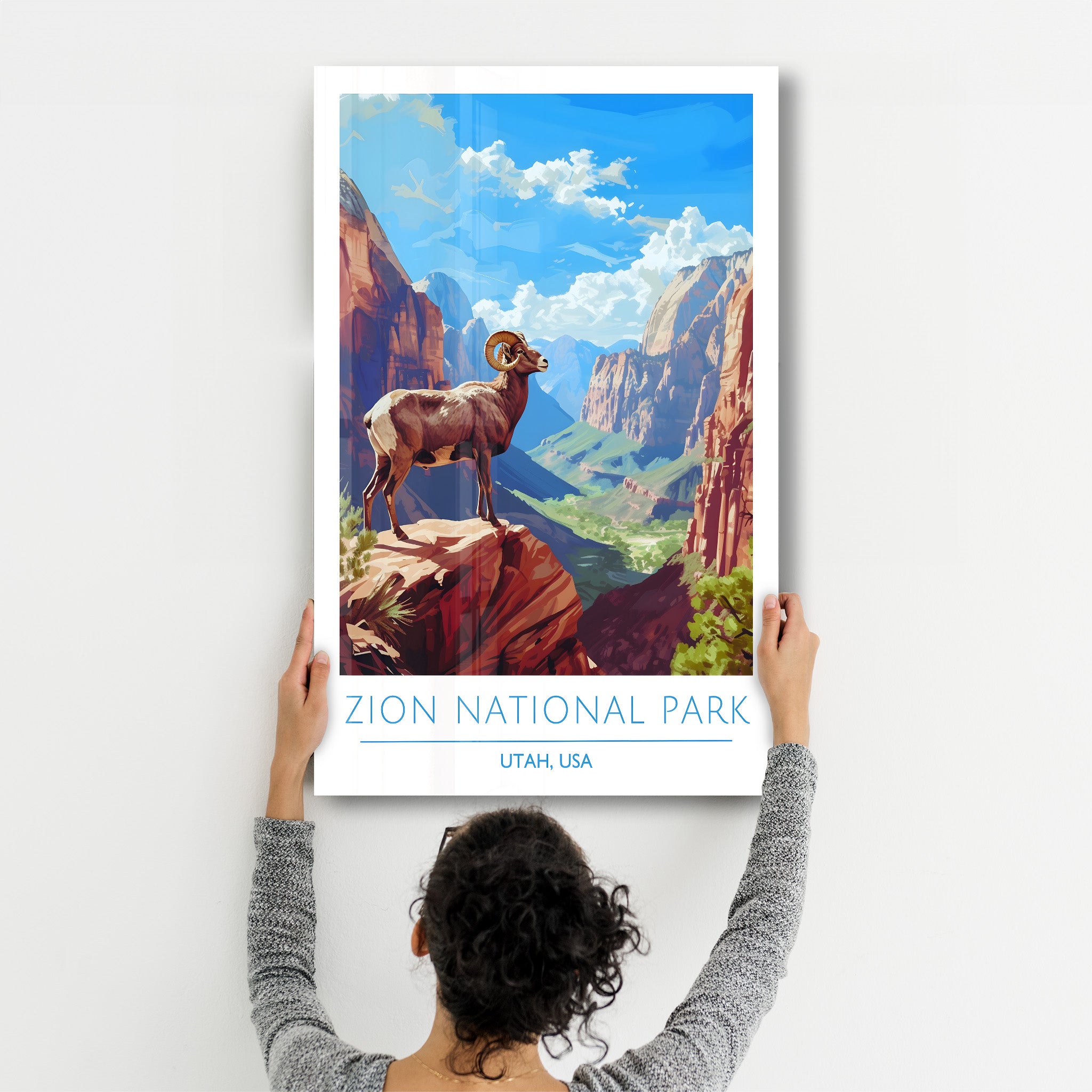 Zion Nationalpark-Utah USA-Reiseposter | <tc>Glasbild</tc>