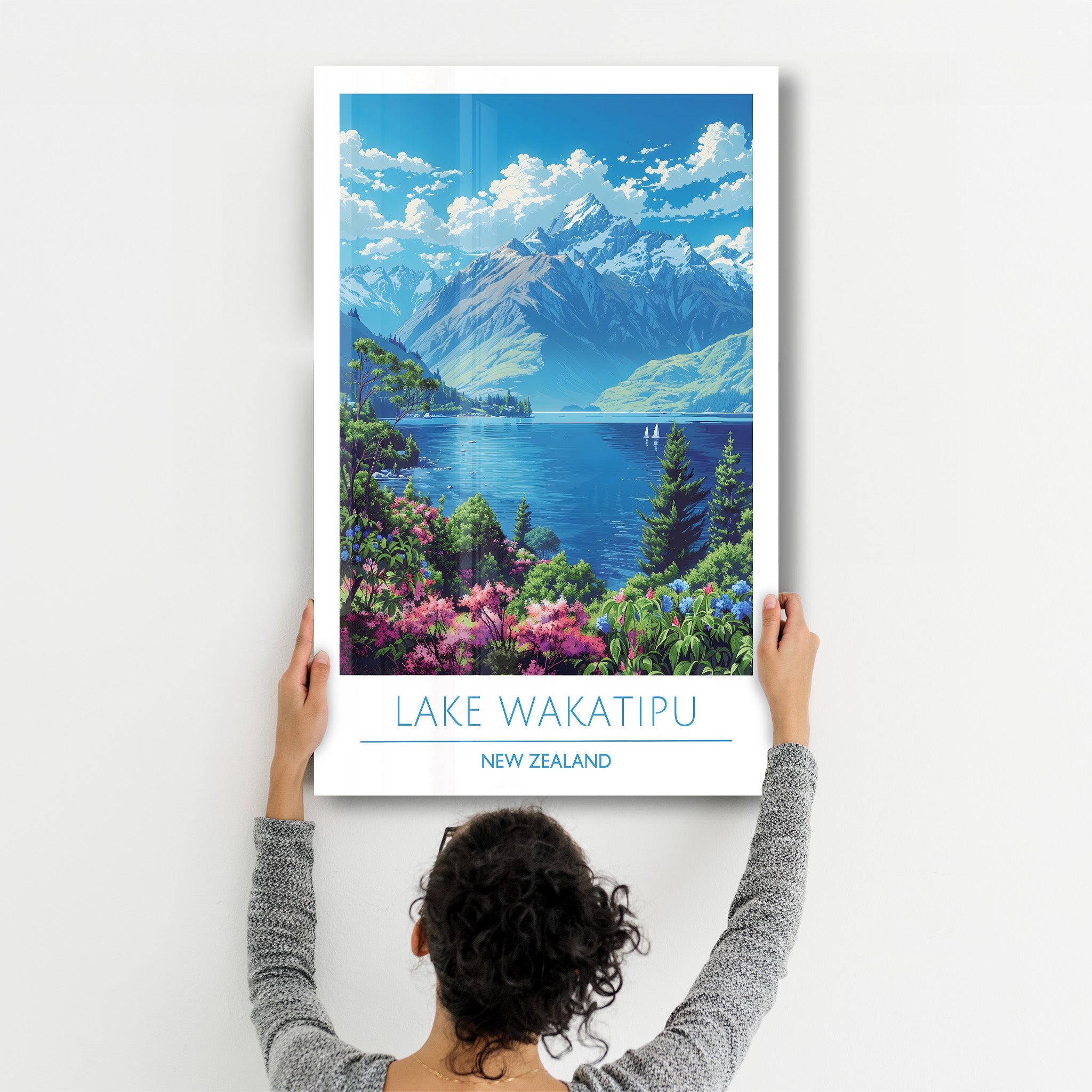 Lake Wakatipu Neuseeland-Reiseposter | <tc>Glasbild</tc>