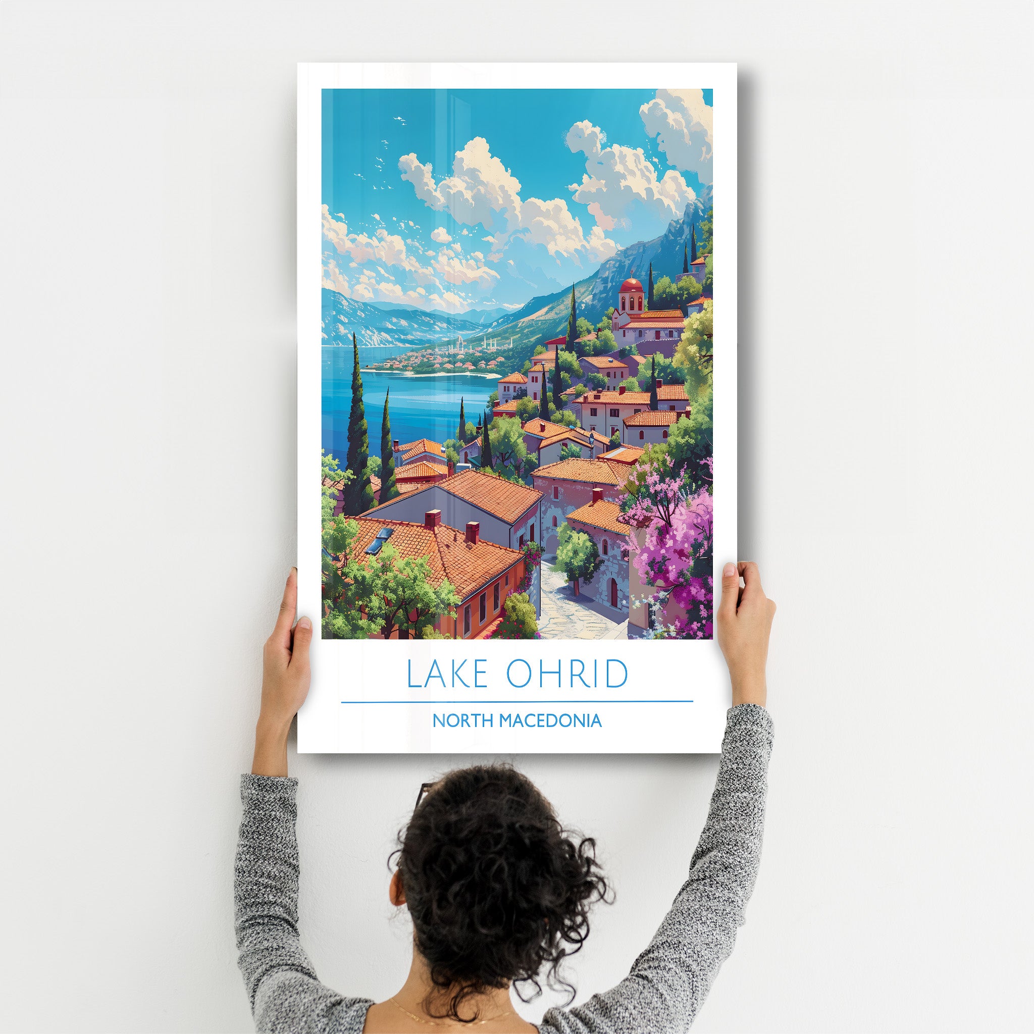 Ohridsee Nordmazedonien-Reiseposter | <tc>Glasbild</tc>