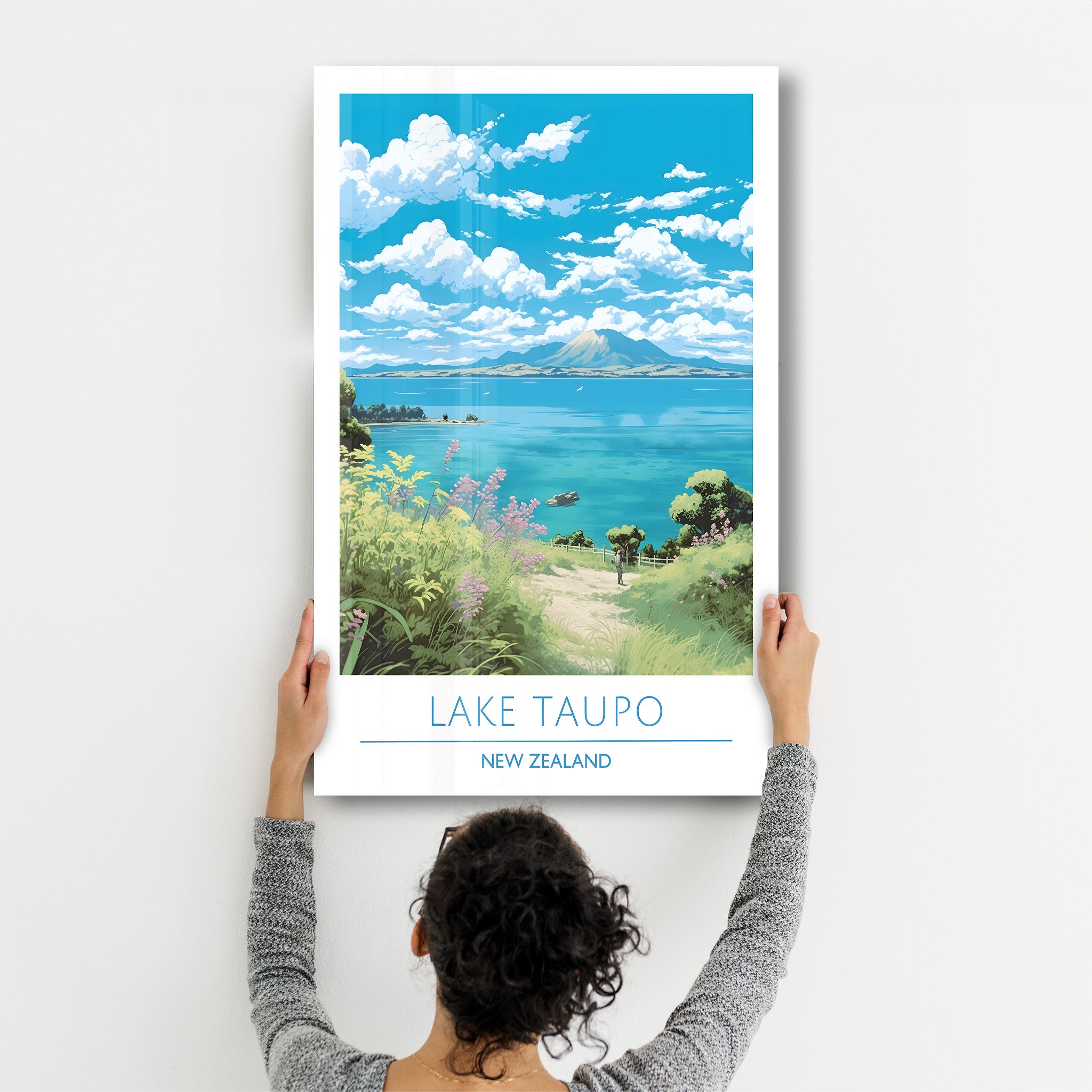 Lake Taupo Neuseeland-Reiseposter | <tc>Glasbild</tc>