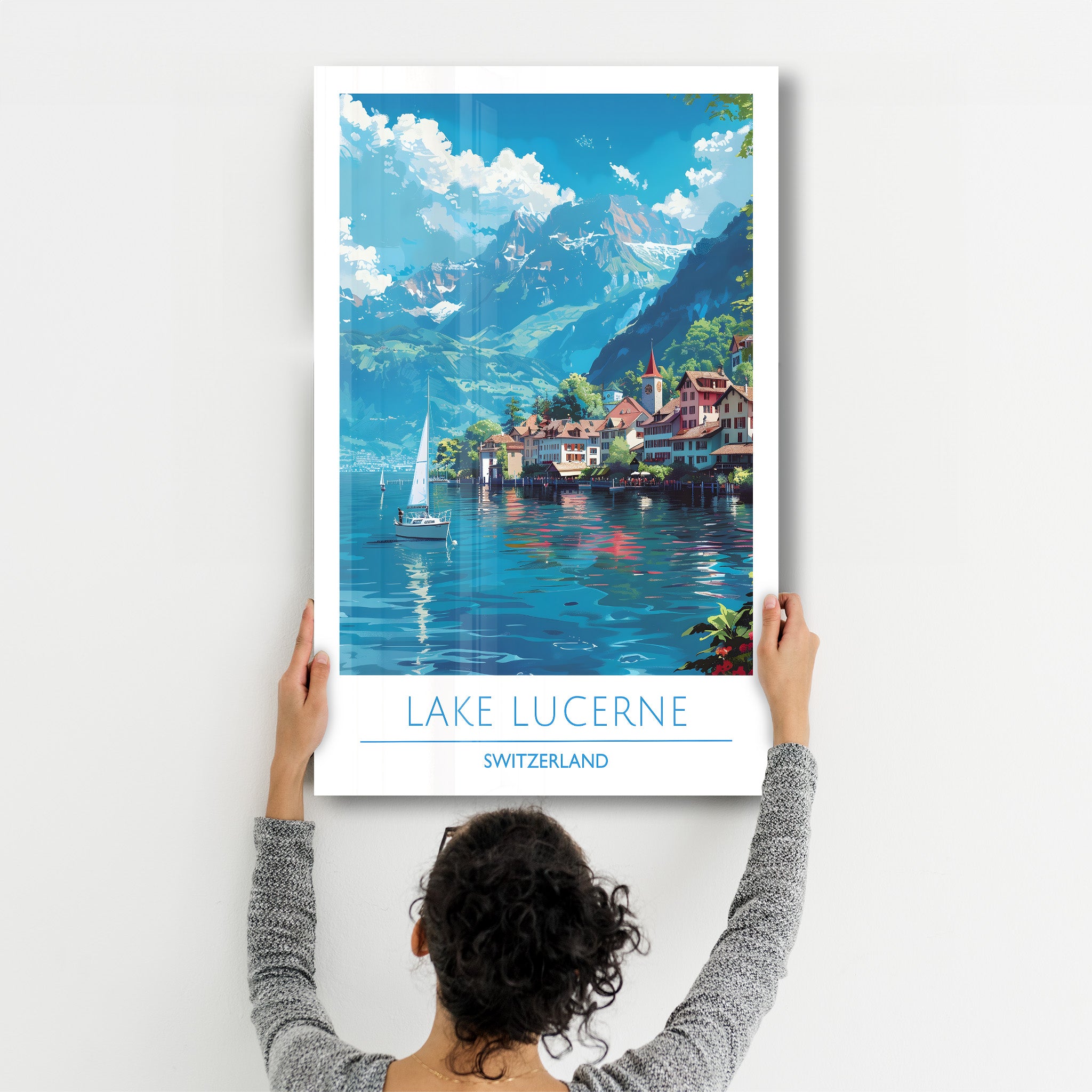 Lake Lucerne Switzerland-Travel Posters | Glass Wall Art