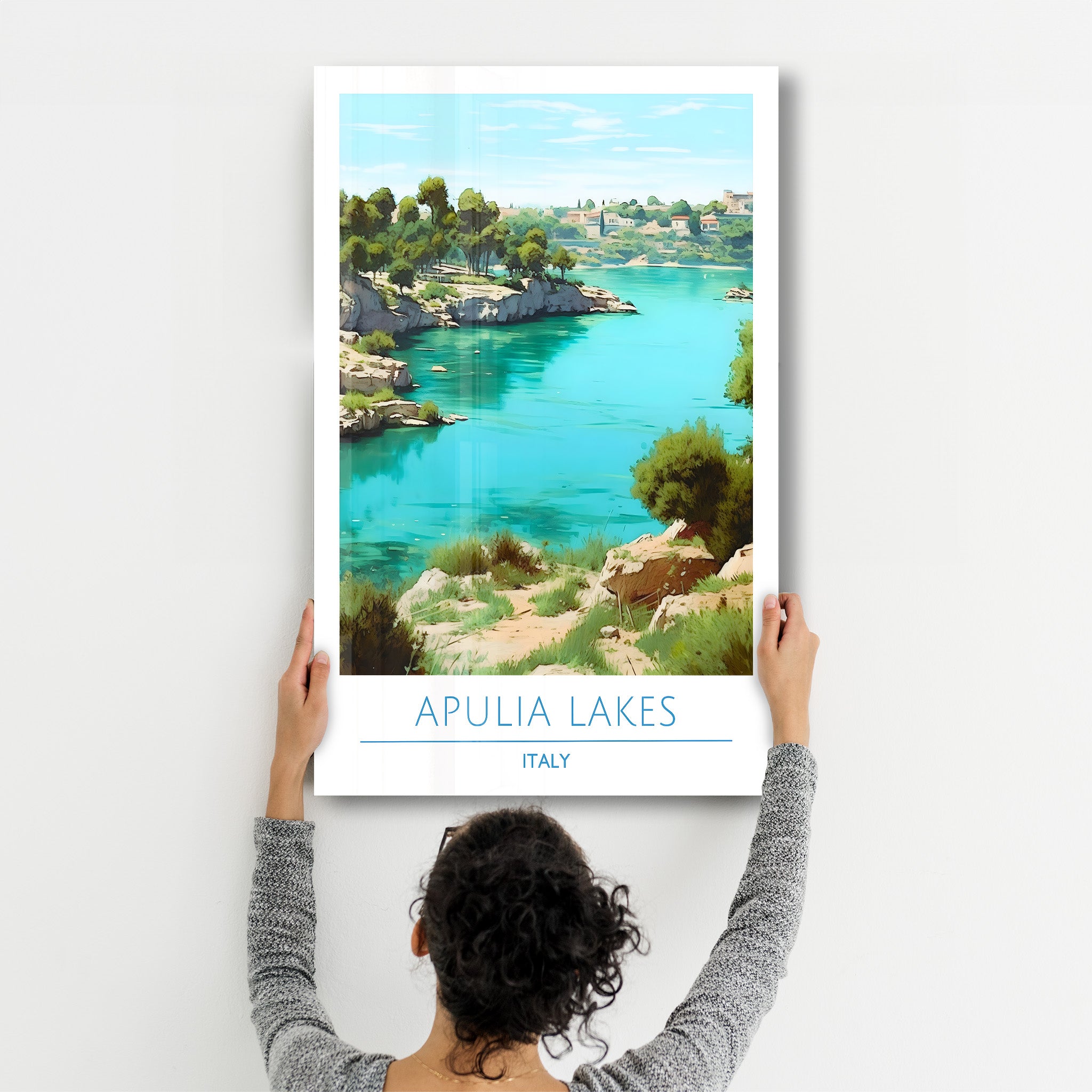 Apulien-Seen Italien-Reiseposter | <tc>Glasbild</tc>