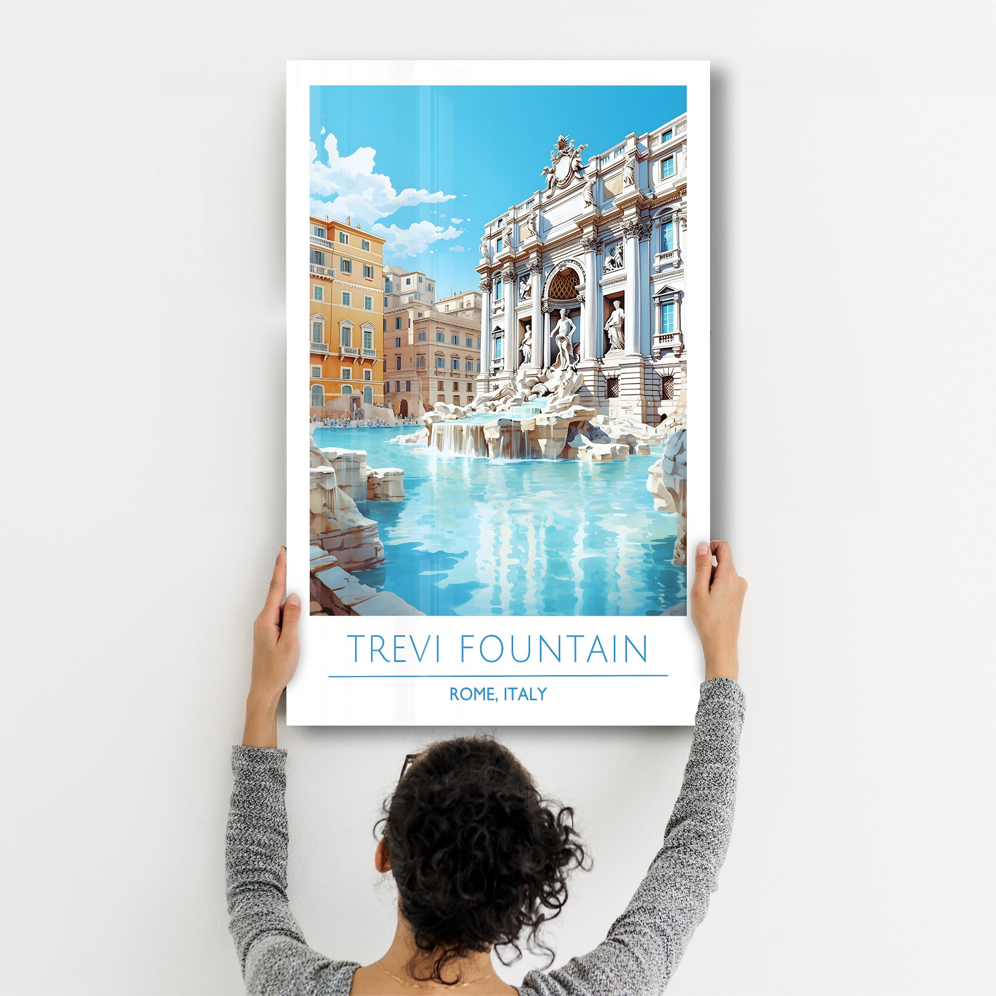 Trevi-Brunnen-Rom Italien-Reiseposter | <tc>Glasbild</tc>