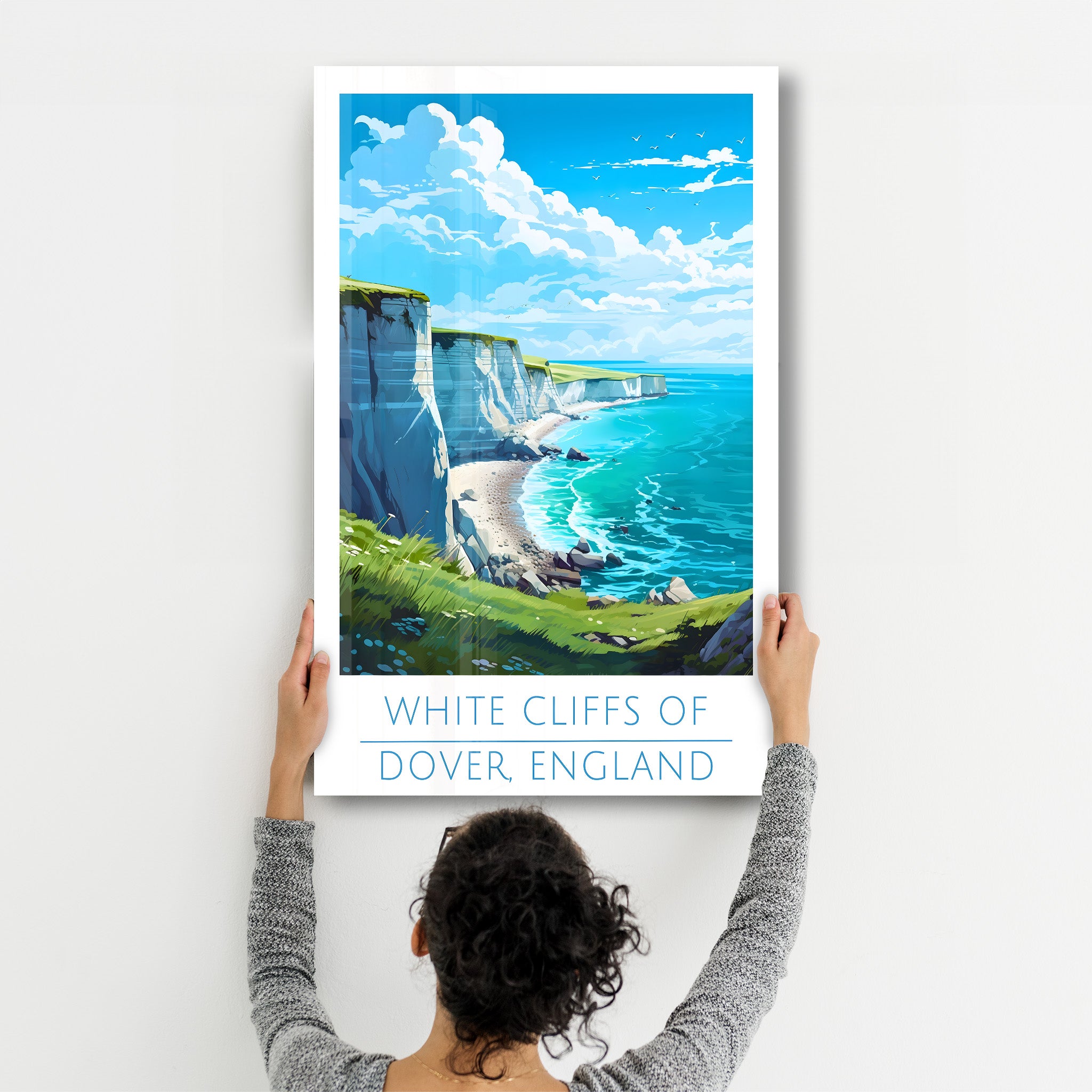 Weiße Klippen von Dover England-Reiseposter | <tc>Glasbild</tc>