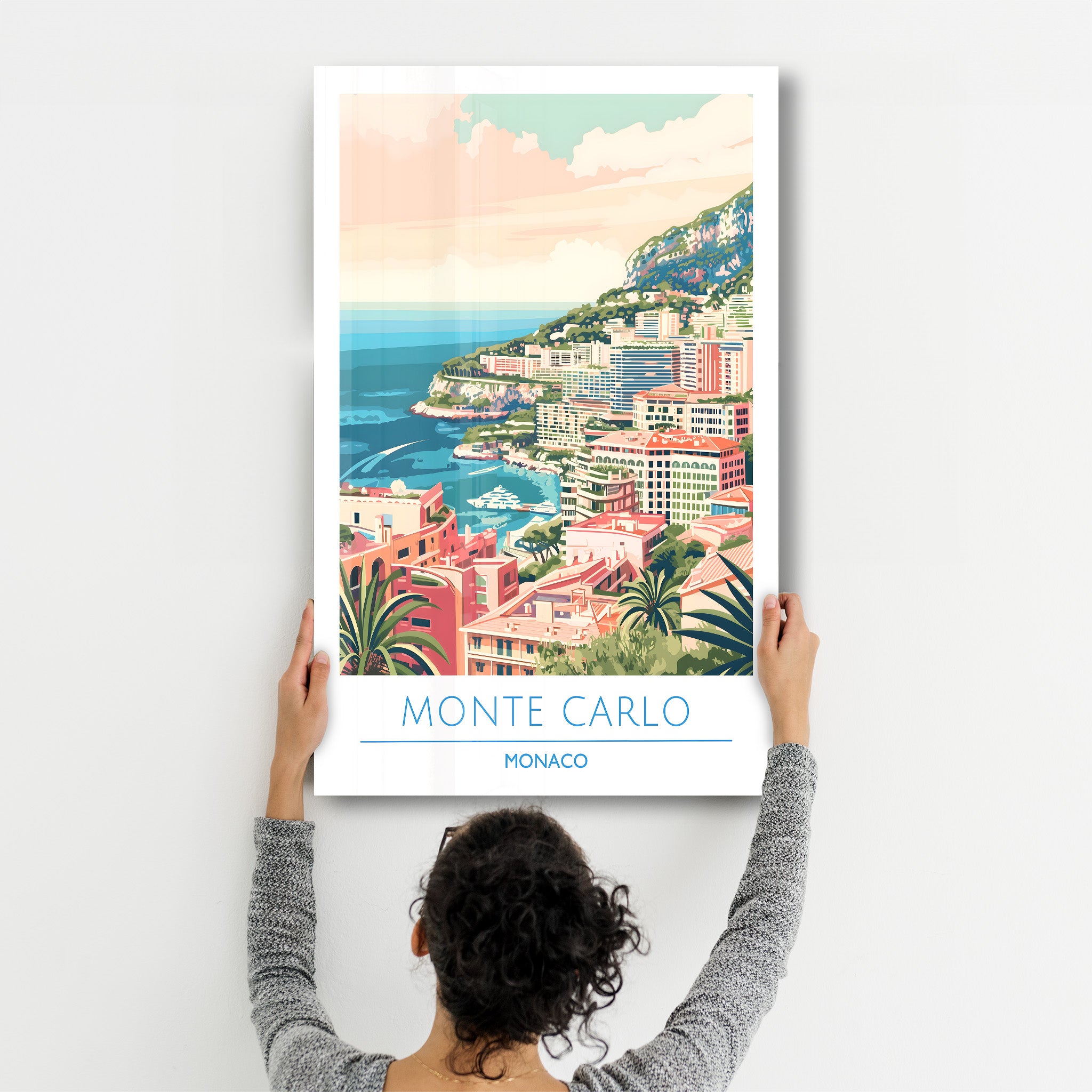 Monte Carlo Monaco-Reiseposter | <tc>Glasbild</tc>