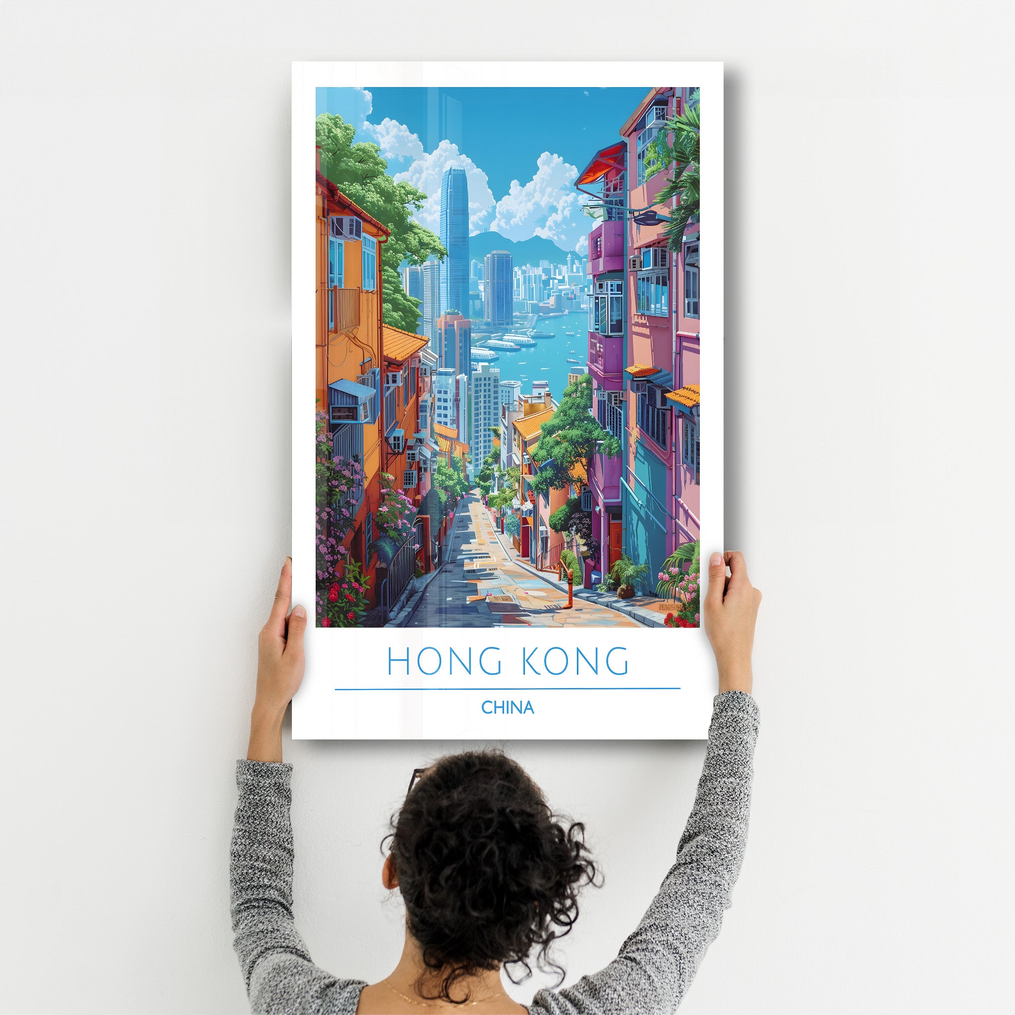 Hong Kong China-Reiseposter | <tc>Glasbild</tc>