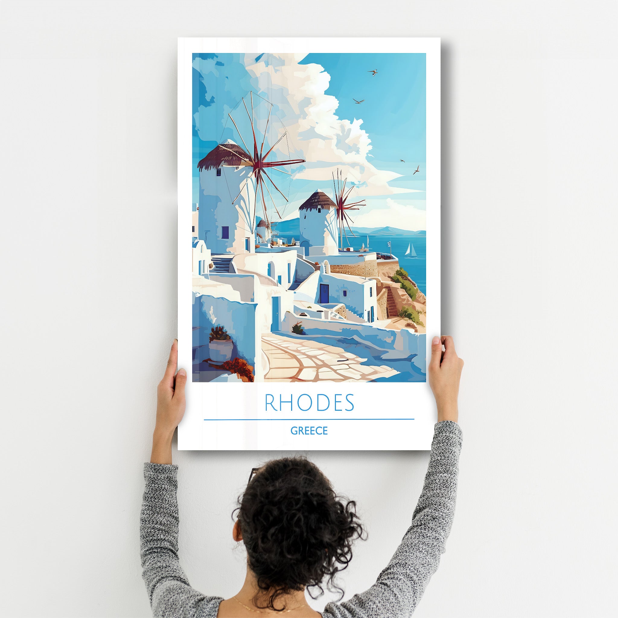 Rhodos Griechenland-Reiseposter | <tc>Glasbild</tc>