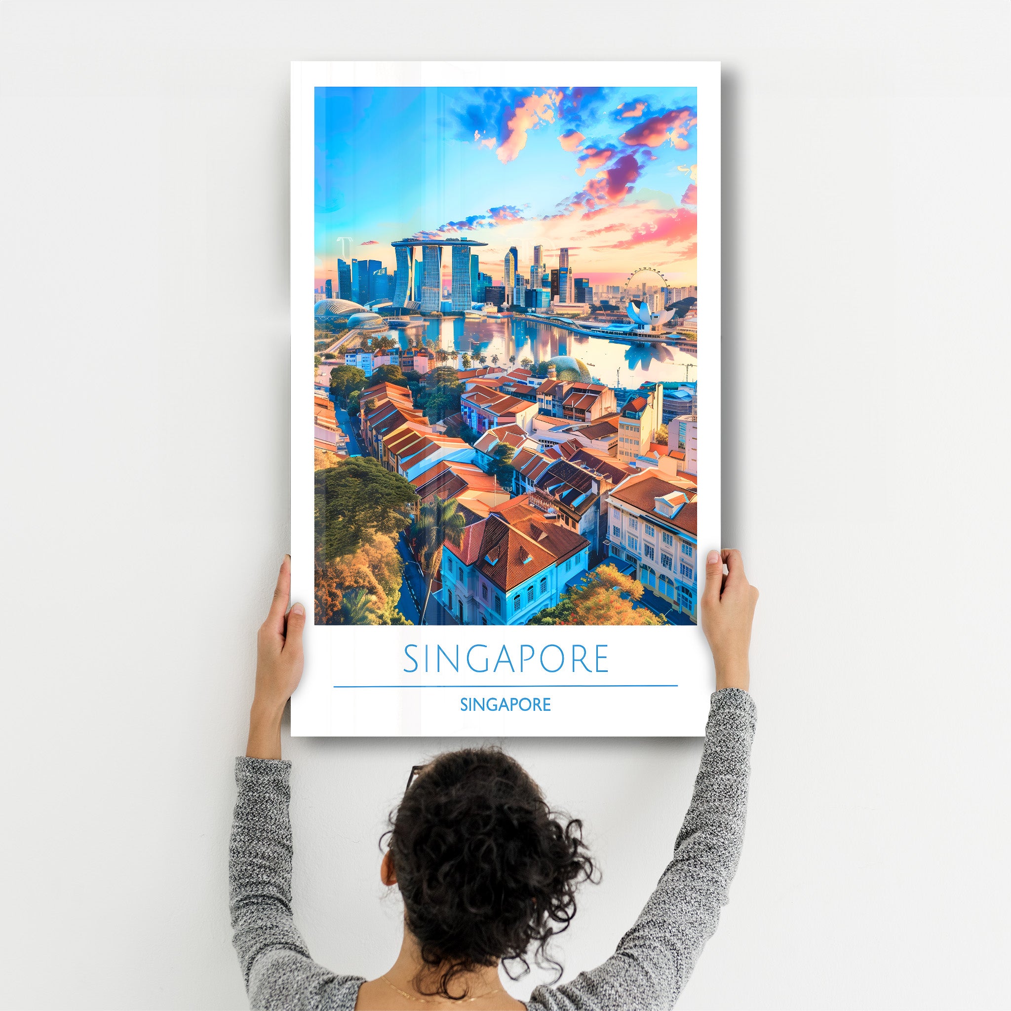 Singapur Singapur-Reiseposter | <tc>Glasbild</tc>