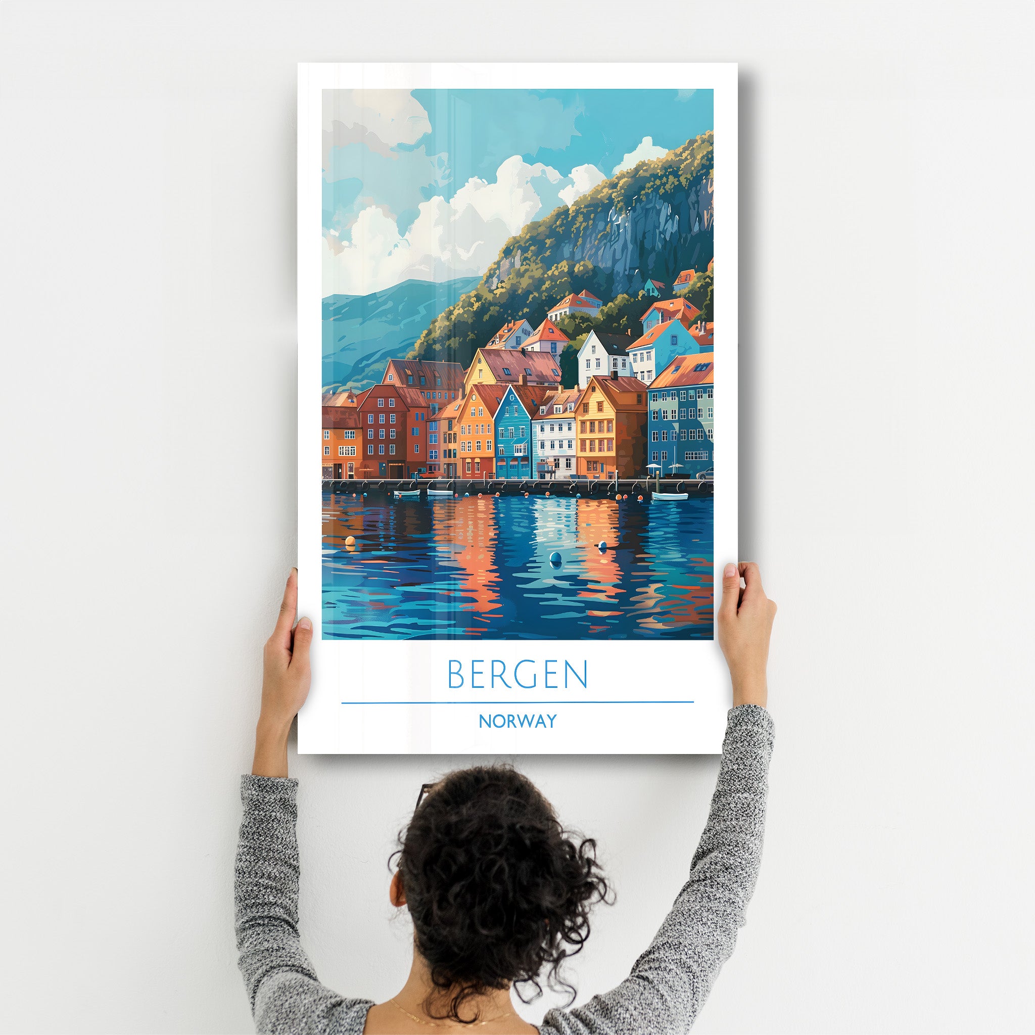 Bergen Norwegen-Reiseposter | <tc>Glasbild</tc>