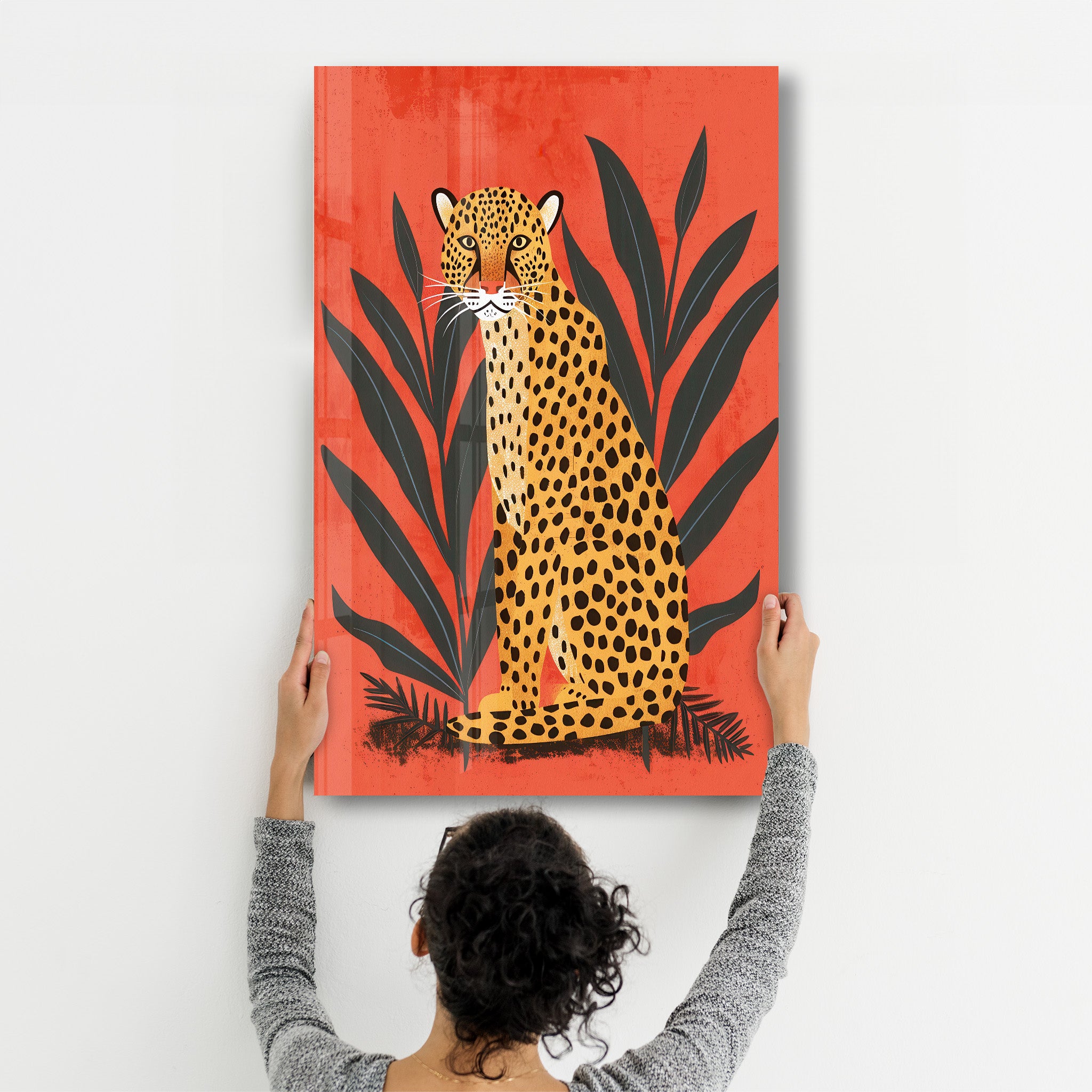 Leopard Retro - Glass Wall Art