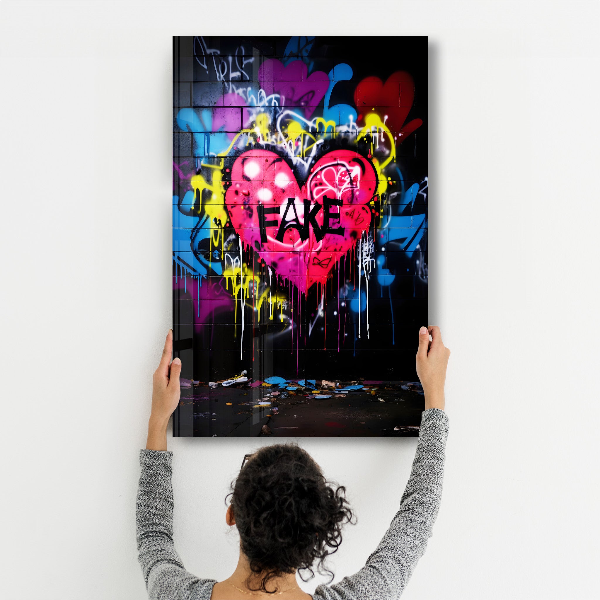 Faux Love Graffiti - Art mural en verre