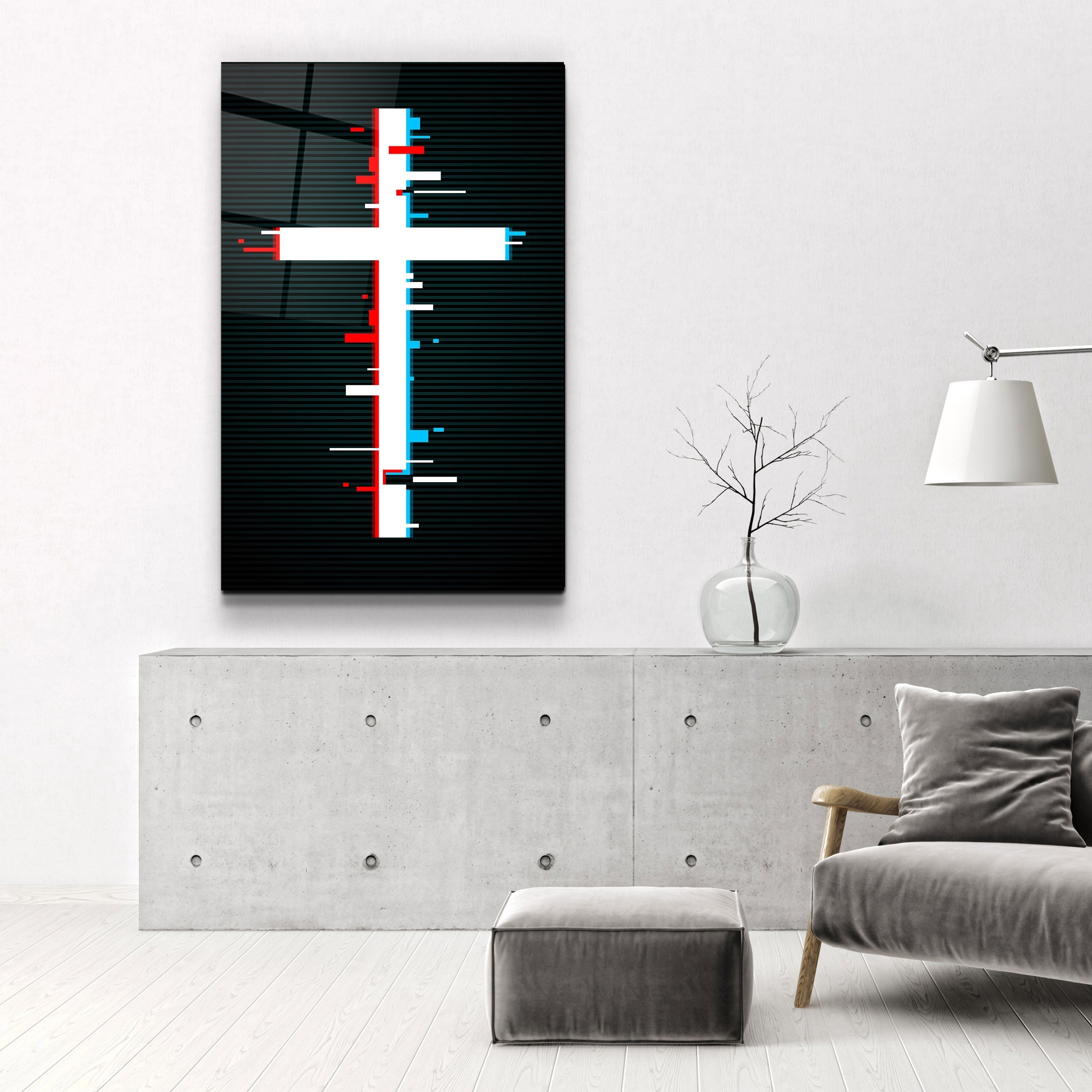 ."Cross - Trippy". Designers Collection Glass Wall Art