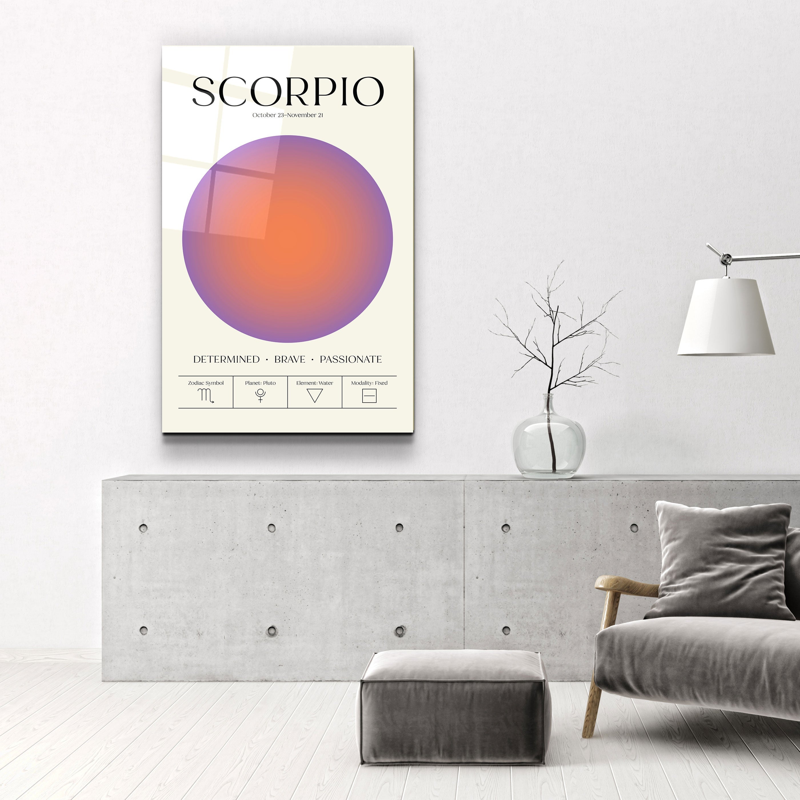 ."Scorpio - Aura Collection". Zodiac Glass Wall Art