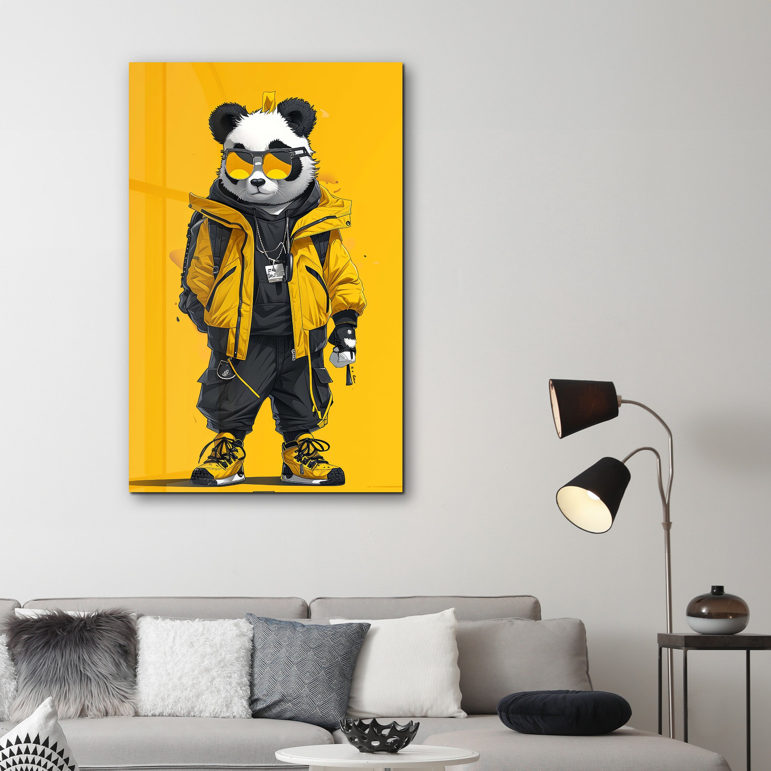 Stilvoller Panda – <tc>Glasbild</tc>