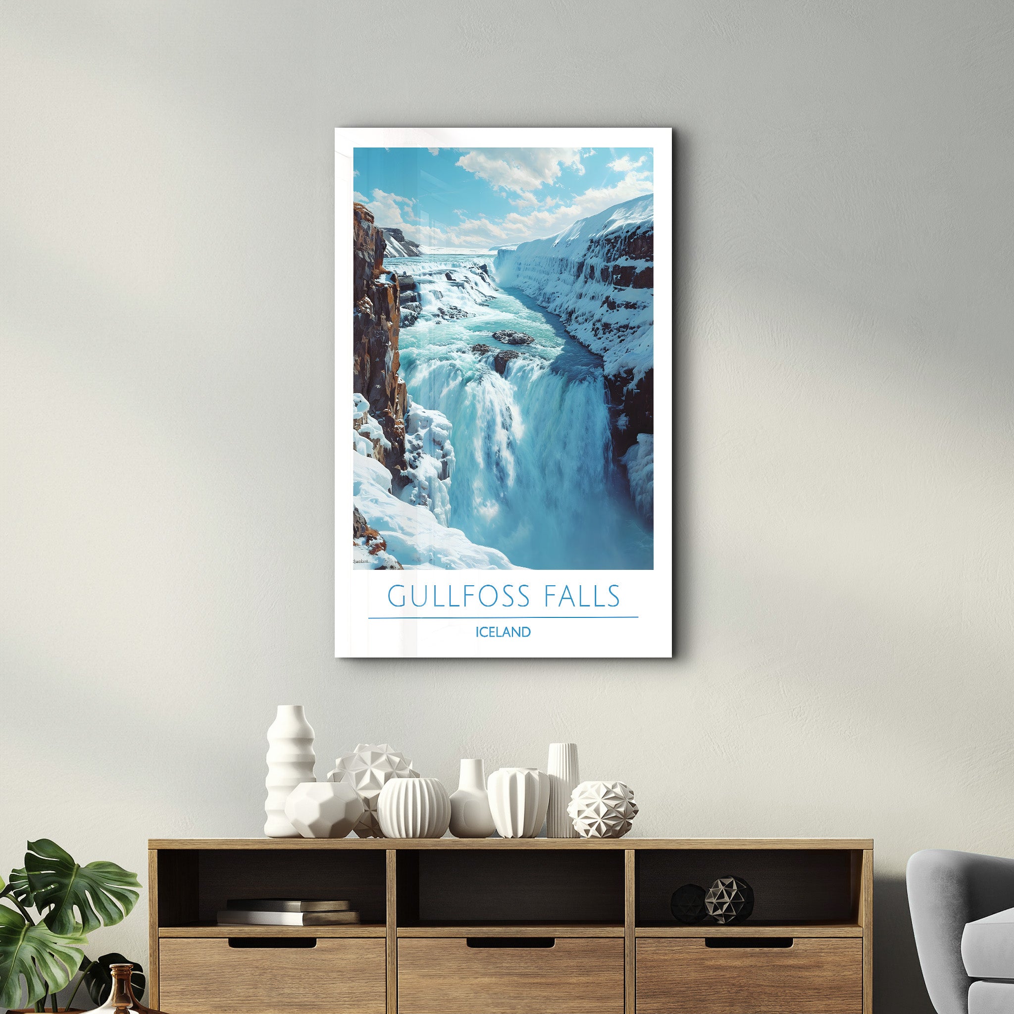 Gullfoss Island-Reiseposter | <tc>Glasbild</tc>