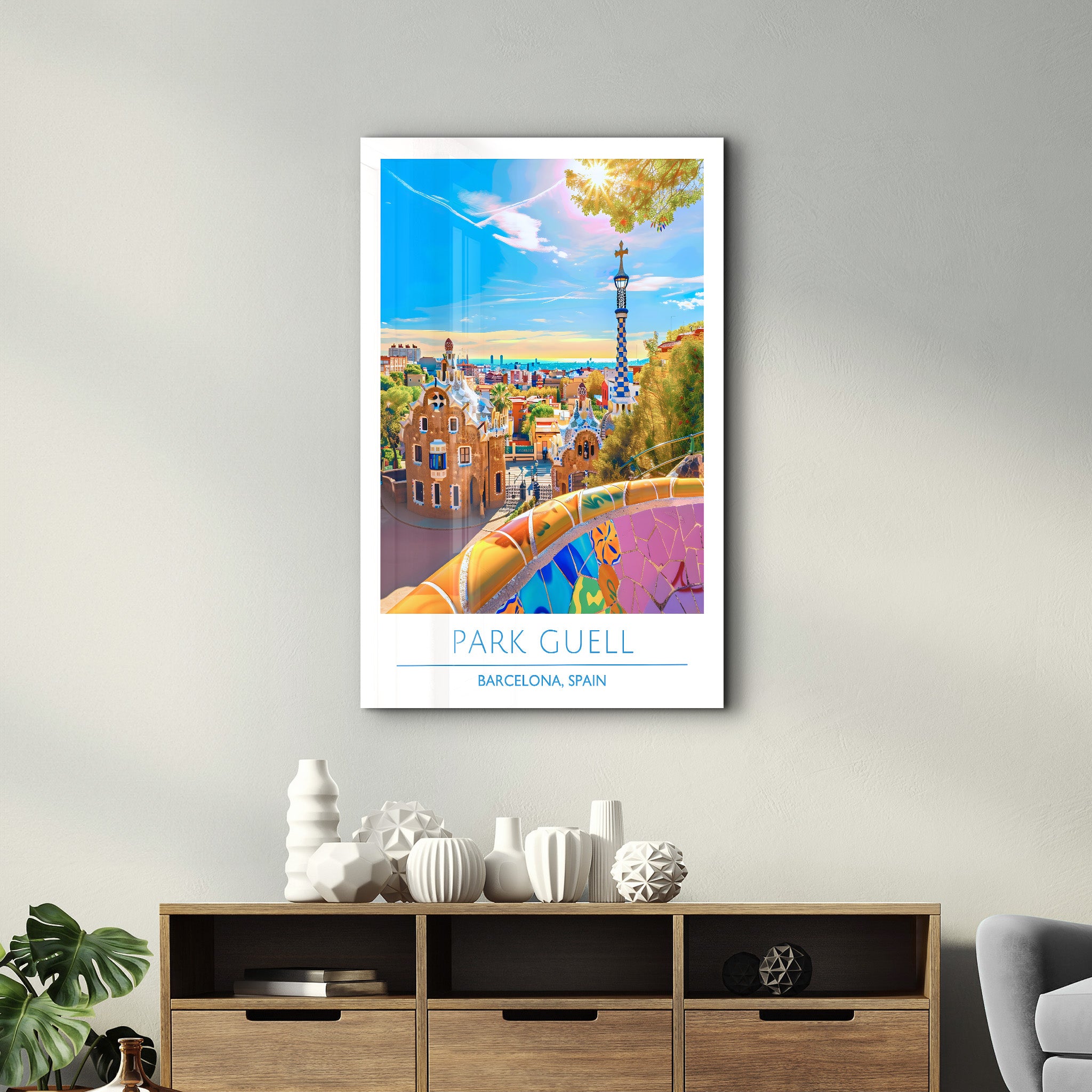 Park Guell-Barcelona Spain-Travel Posters | Glass Wall Art