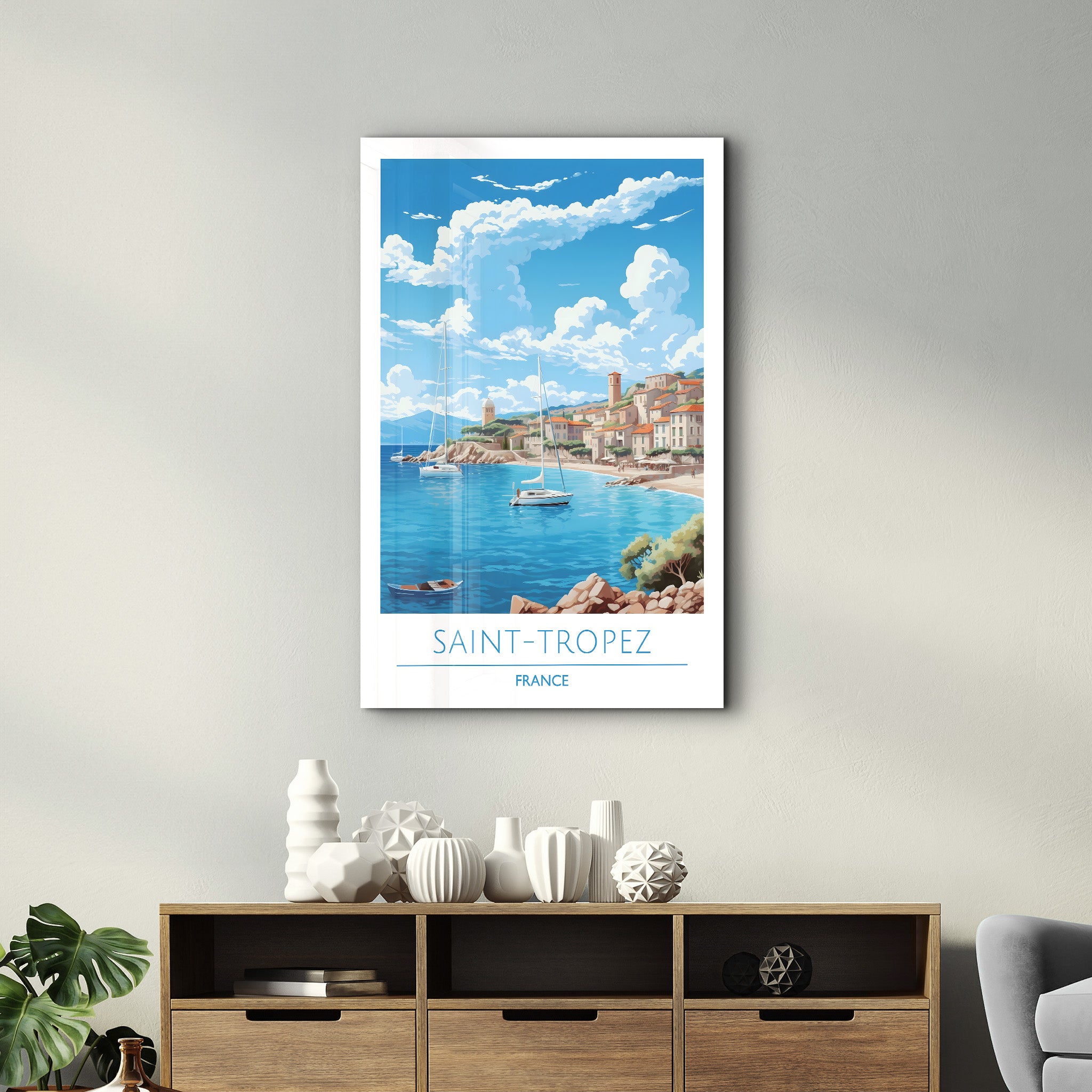 Saint-Tropez Frankreich-Reiseposter | <tc>Glasbild</tc>