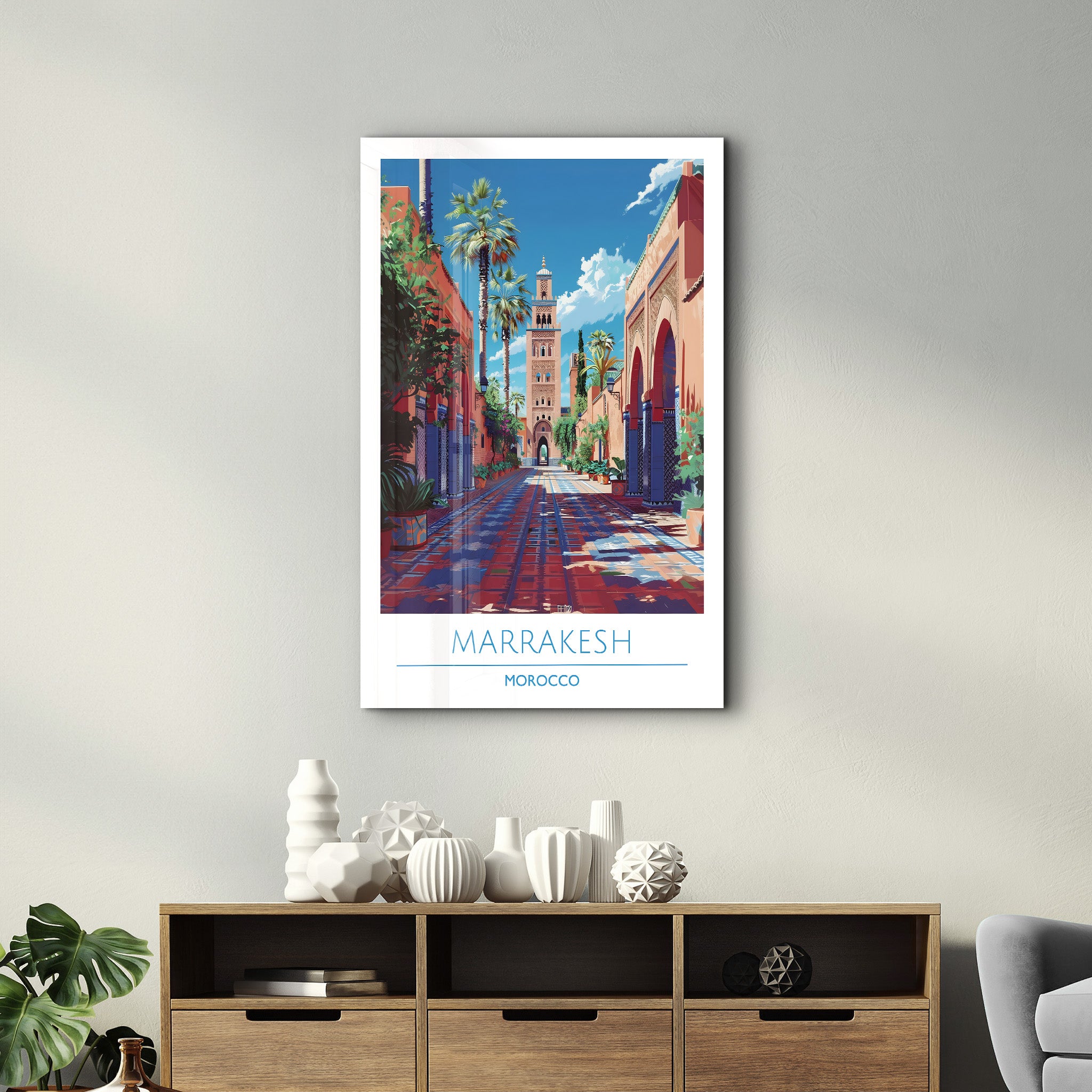 Marrakesch Marokko-Reiseposter | <tc>Glasbild</tc>