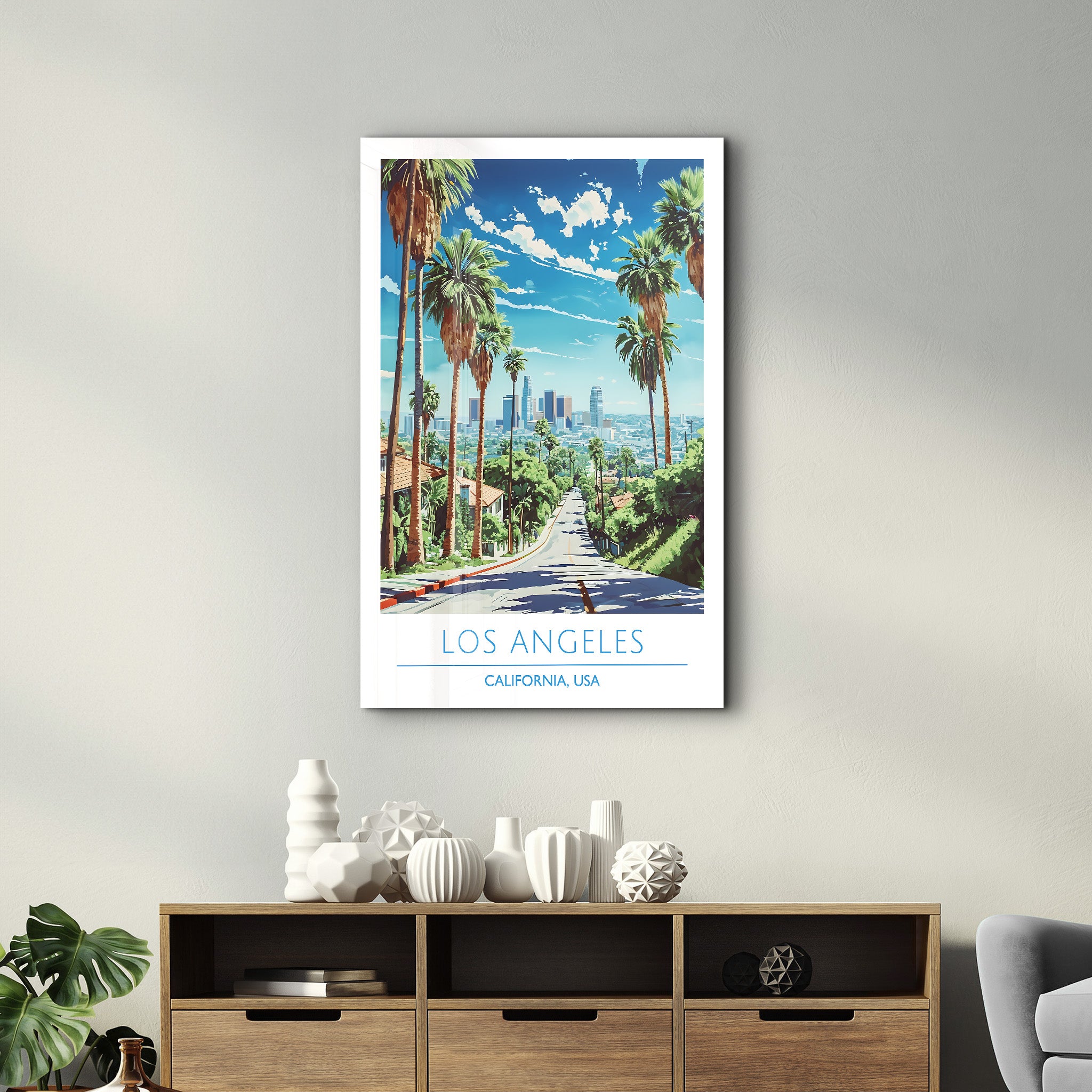 Los Angeles-Kalifornien USA-Reiseposter | <tc>Glasbild</tc>