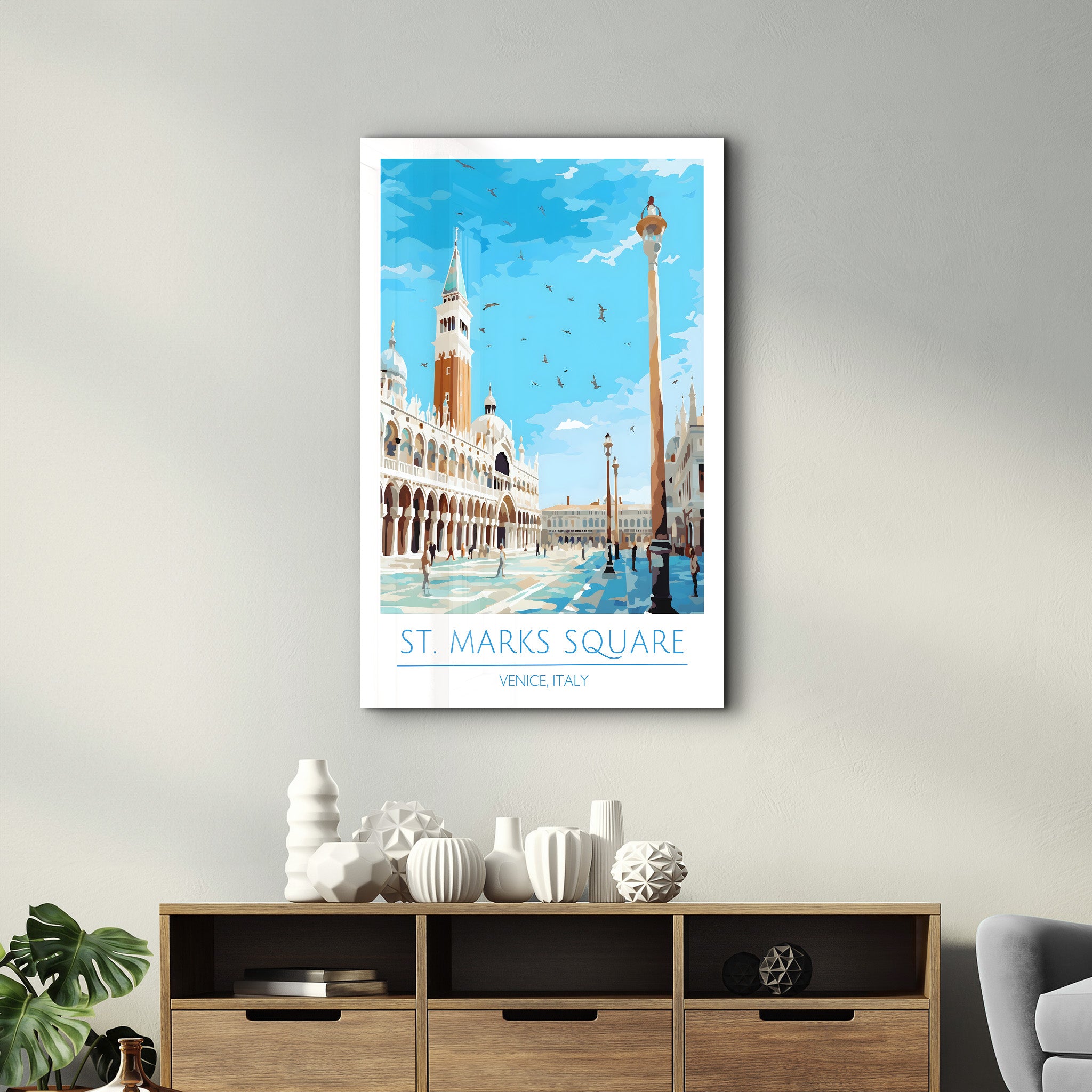 Markusplatz-Venedig Italien-Reiseposter | <tc>Glasbild</tc>