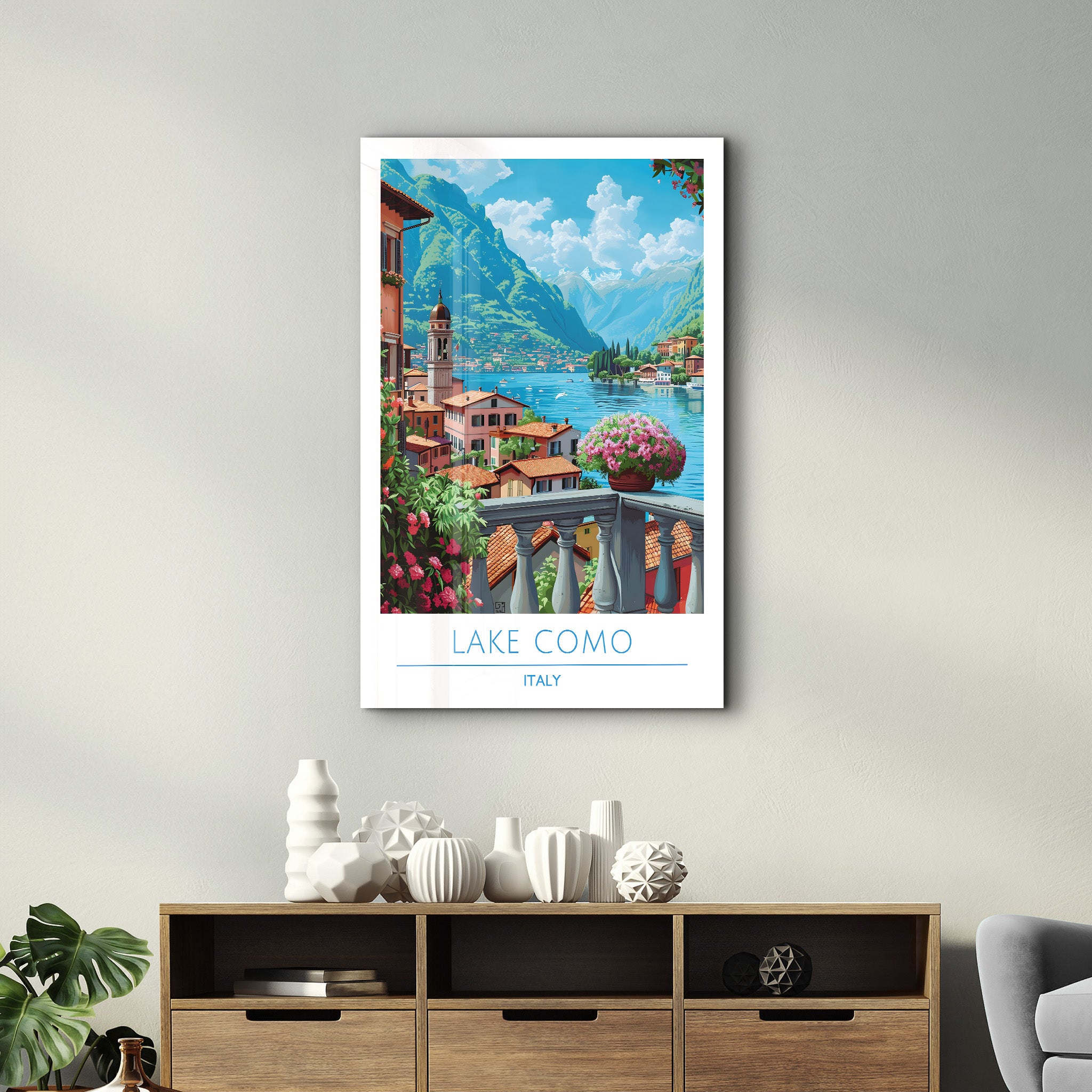 Comer See Italien-Reiseposter | <tc>Glasbild</tc>