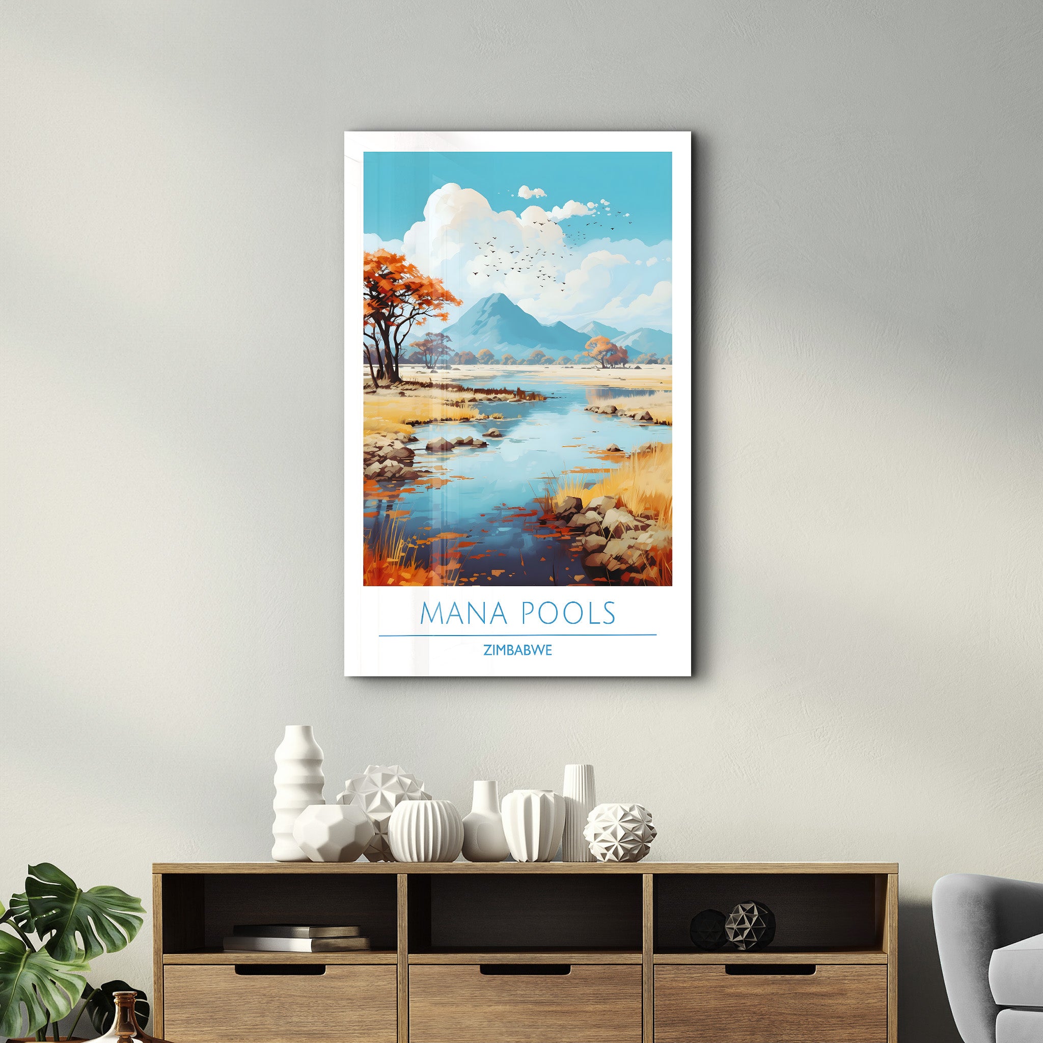 Mana Pools Zimbabwe-Affiches de voyage | Art mural en verre