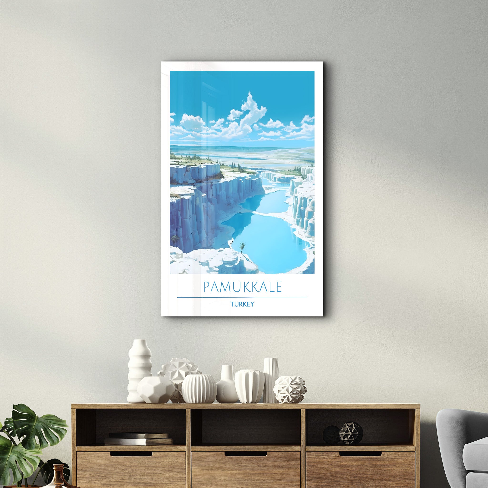 Pamukkale Türkei-Reiseposter | <tc>Glasbild</tc>