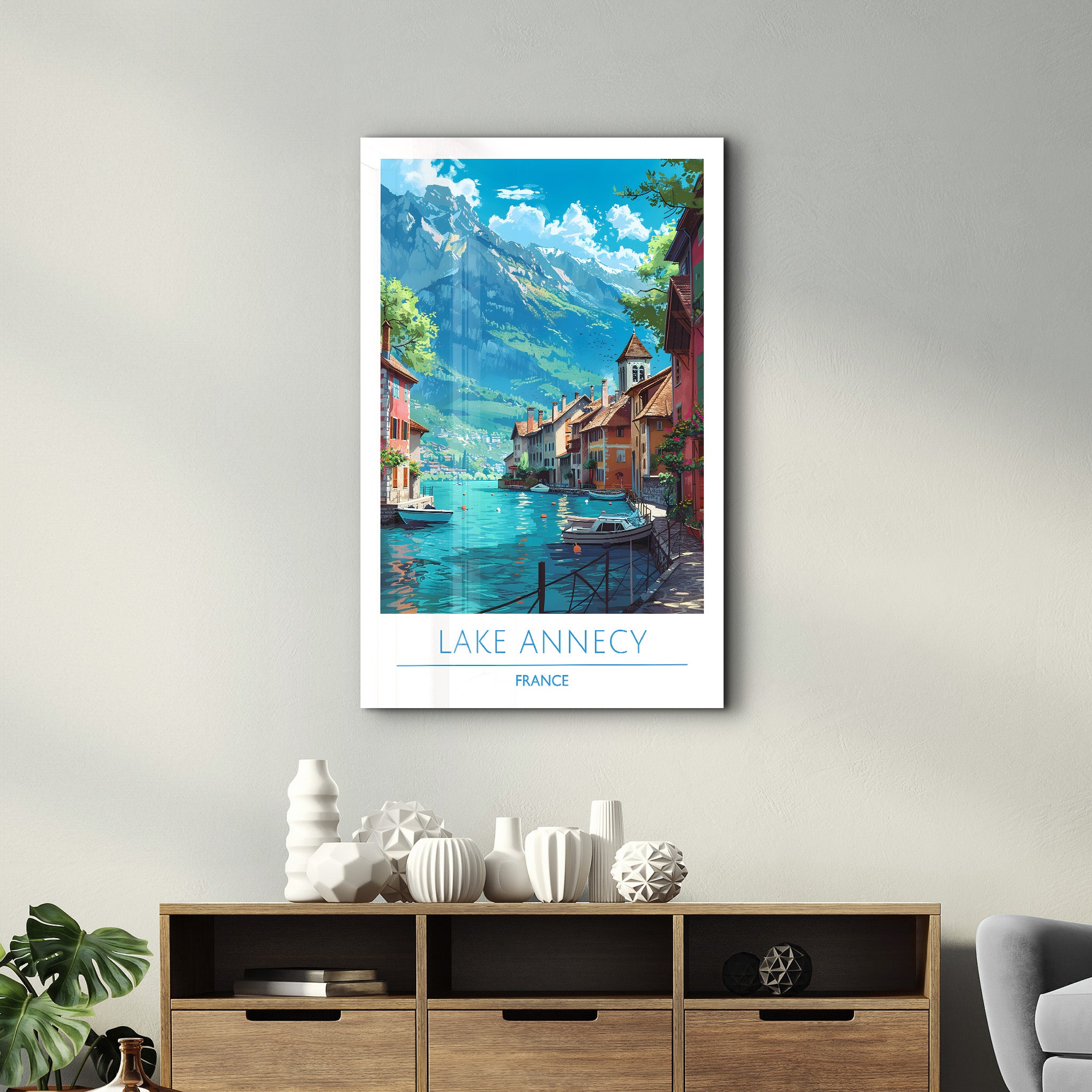 Lake Annecy Frankreich-Reiseposter | <tc>Glasbild</tc>