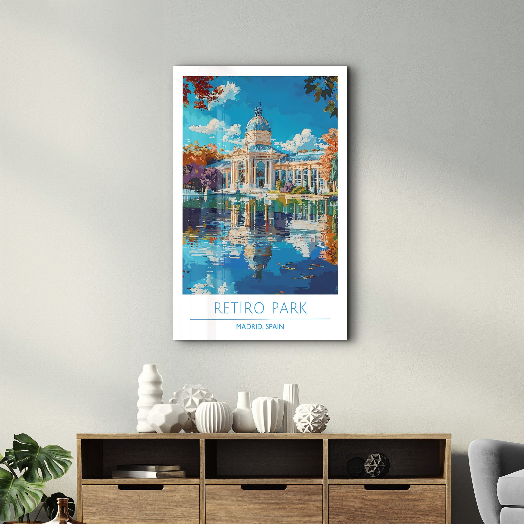 Retiro Park-Madrid Spanien-Reiseposter | <tc>Glasbild</tc>