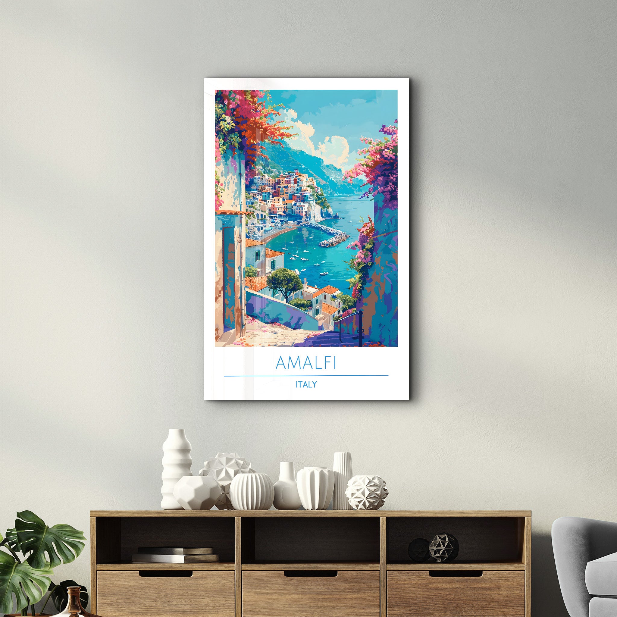 Amalfi Italien-Reiseposter | <tc>Glasbild</tc>