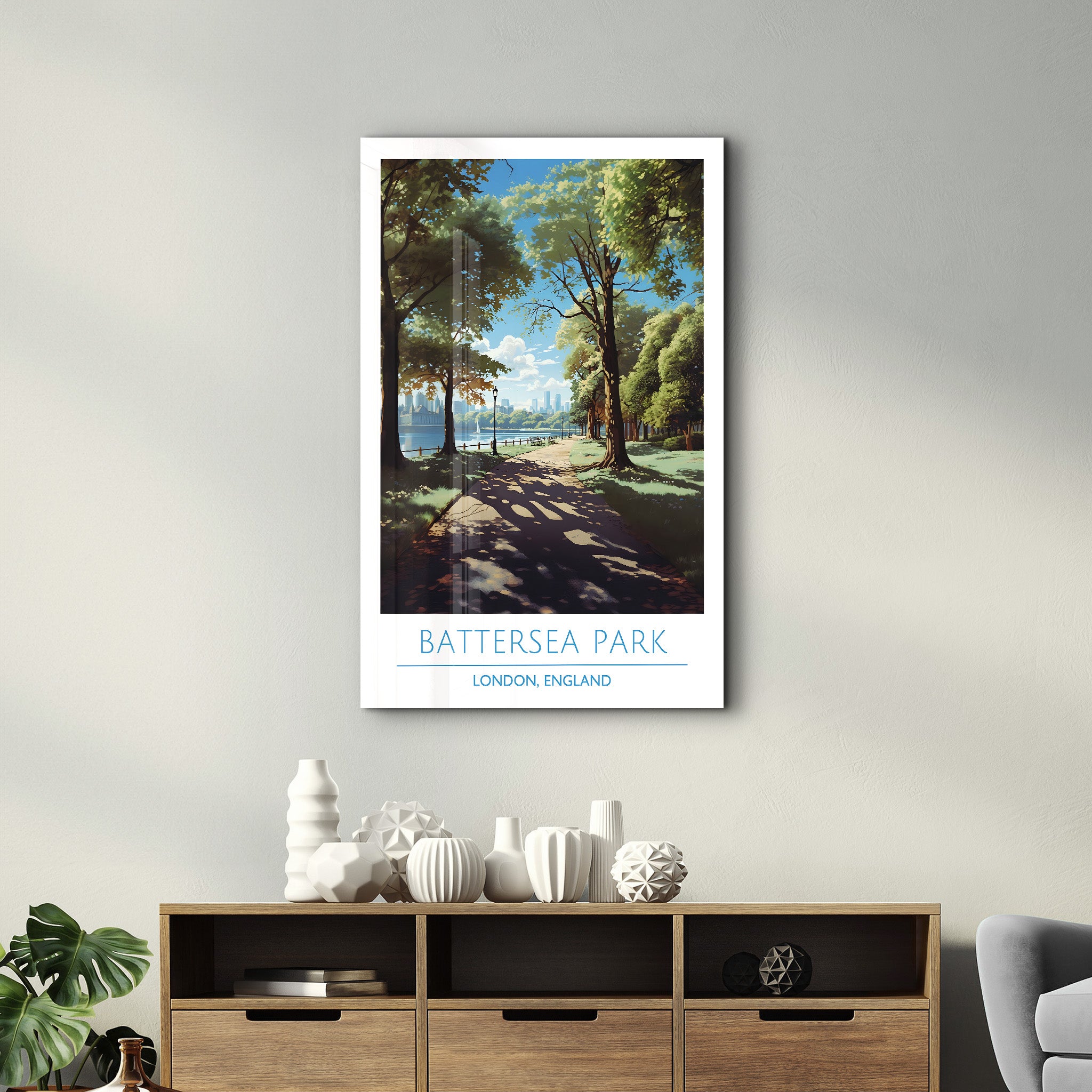 Battersea Park-London England-Reiseposter | <tc>Glasbild</tc>