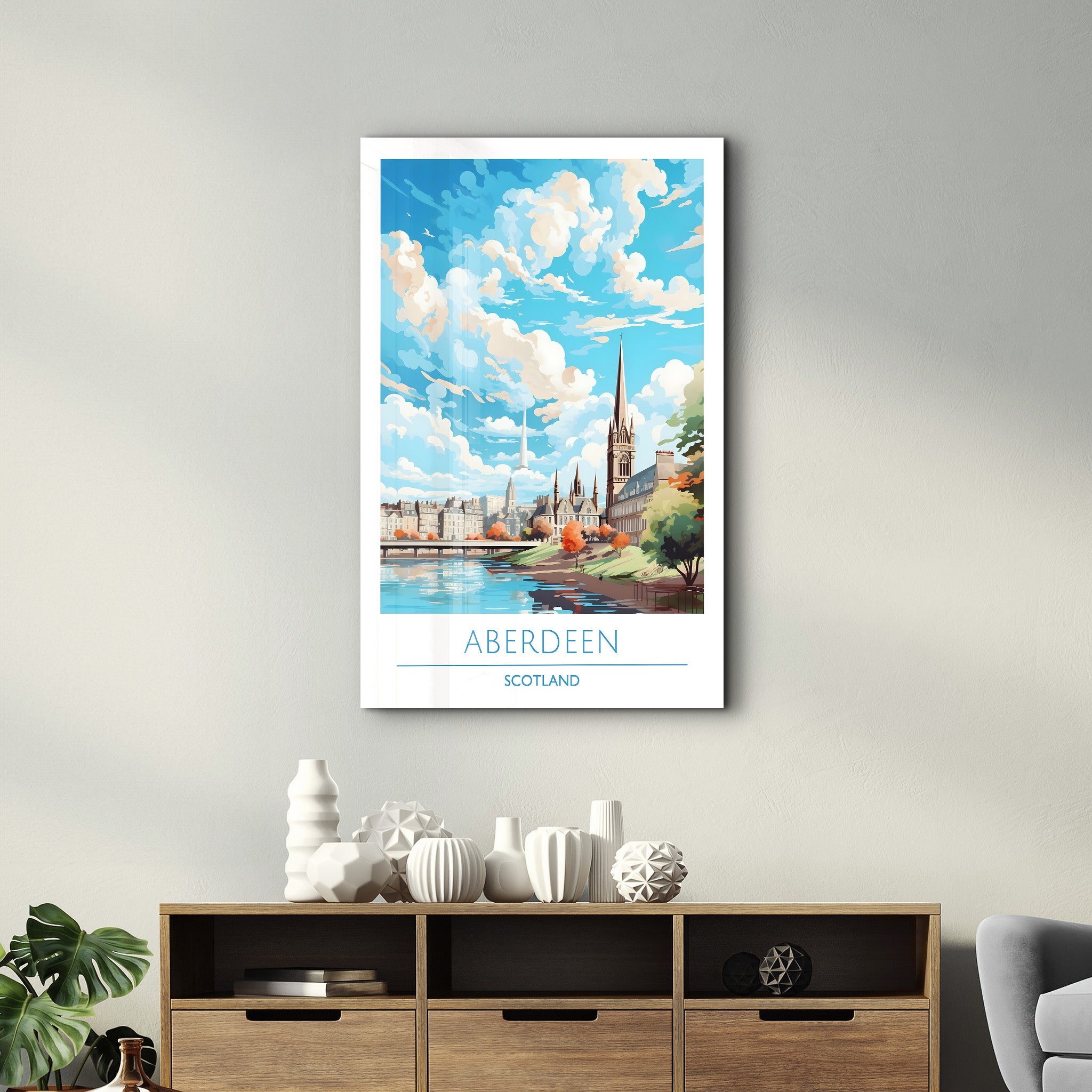 Aberdeen Schottland-Reiseposter | <tc>Glasbild</tc>