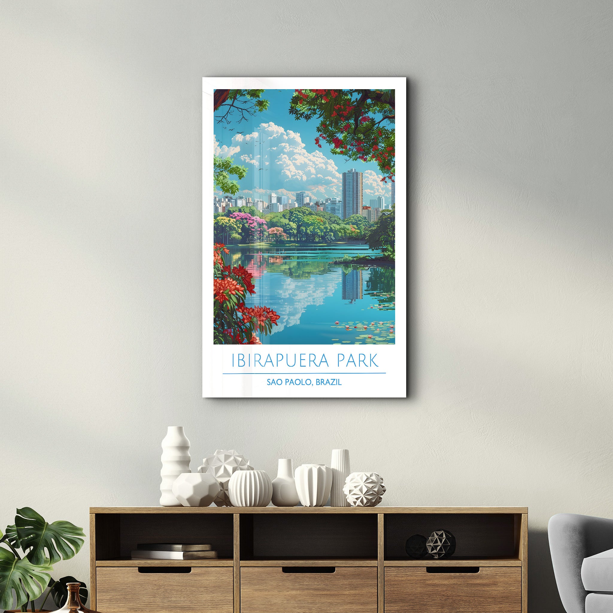 Ibirapuera Park-Sao Paolo Brasilien-Reiseposter | <tc>Glasbild</tc>