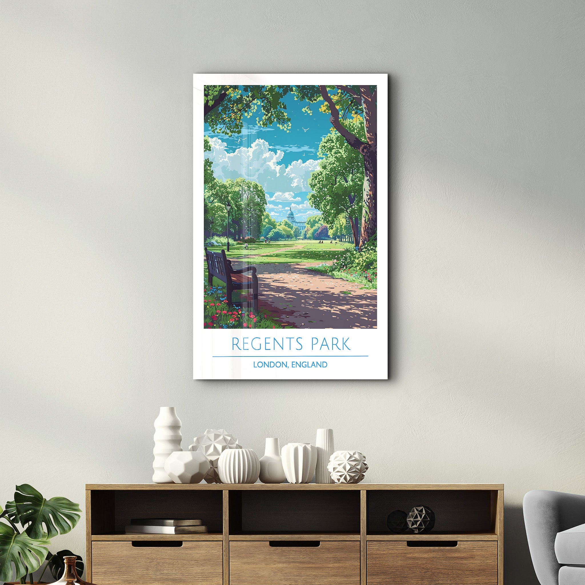 Regents Park-London England-Reiseposter | <tc>Glasbild</tc>