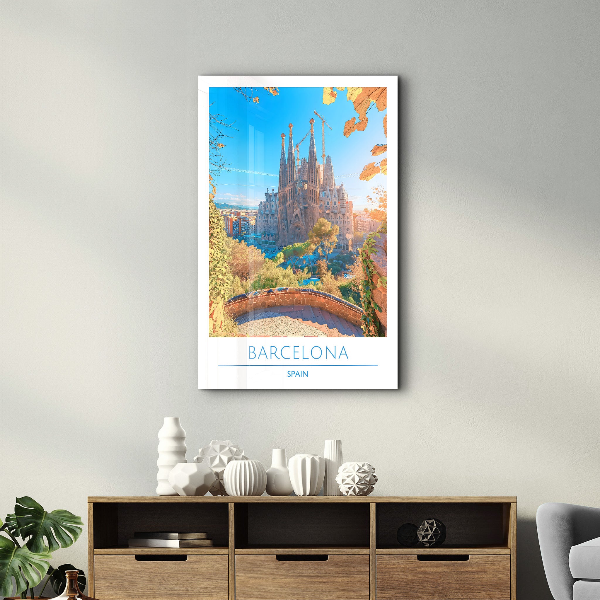 Barcelona Spanien-Reiseposter | <tc>Glasbild</tc>