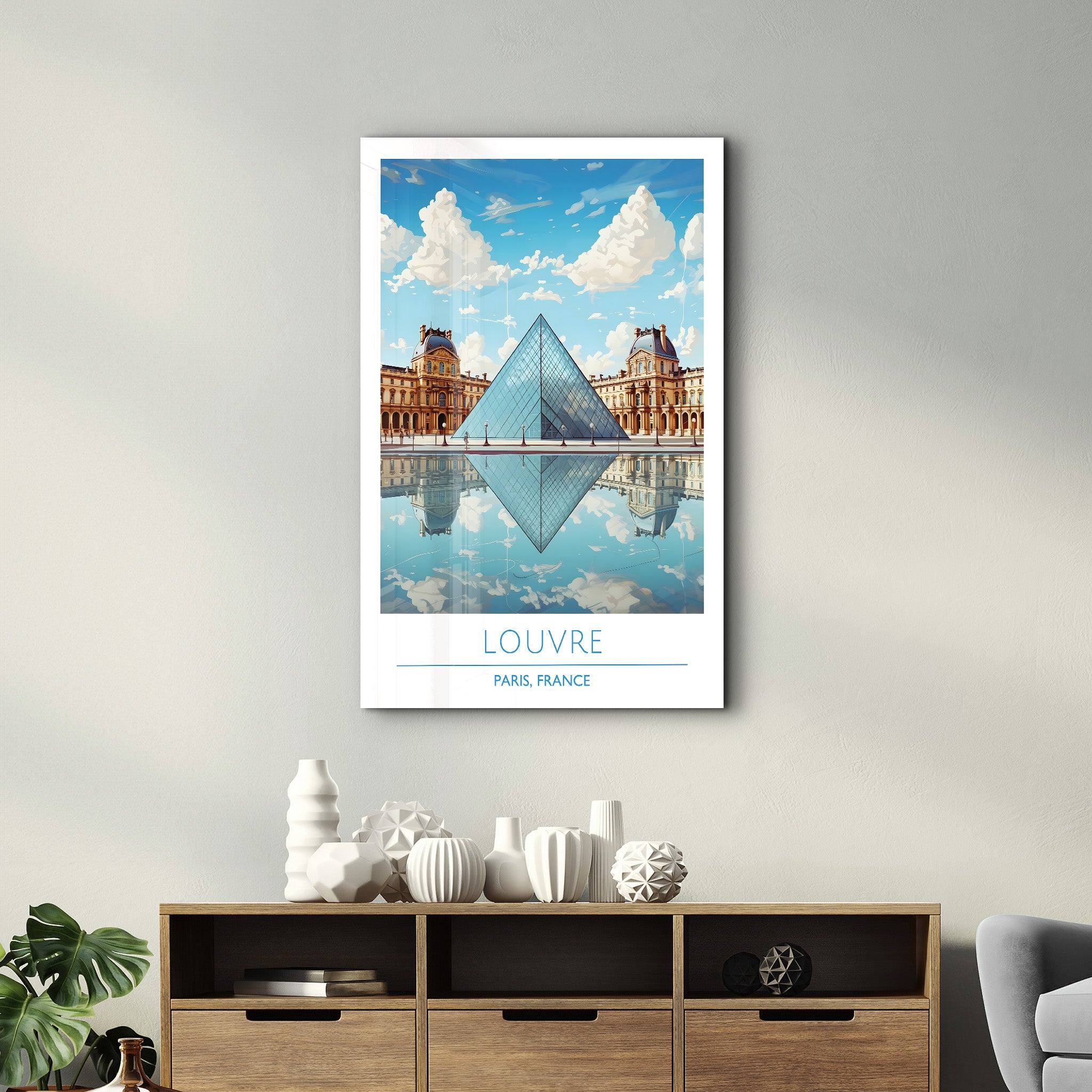 Louvre-Paris Frankreich-Reiseposter | <tc>Glasbild</tc>