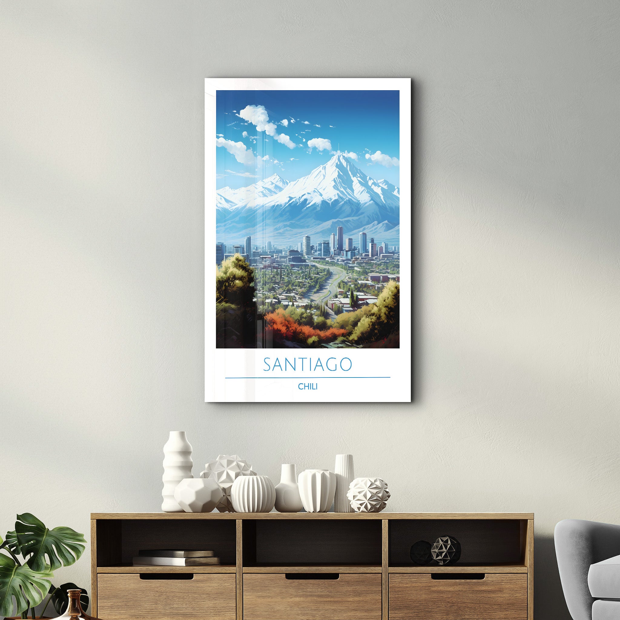 Santiago Chili-Reiseposter | <tc>Glasbild</tc>