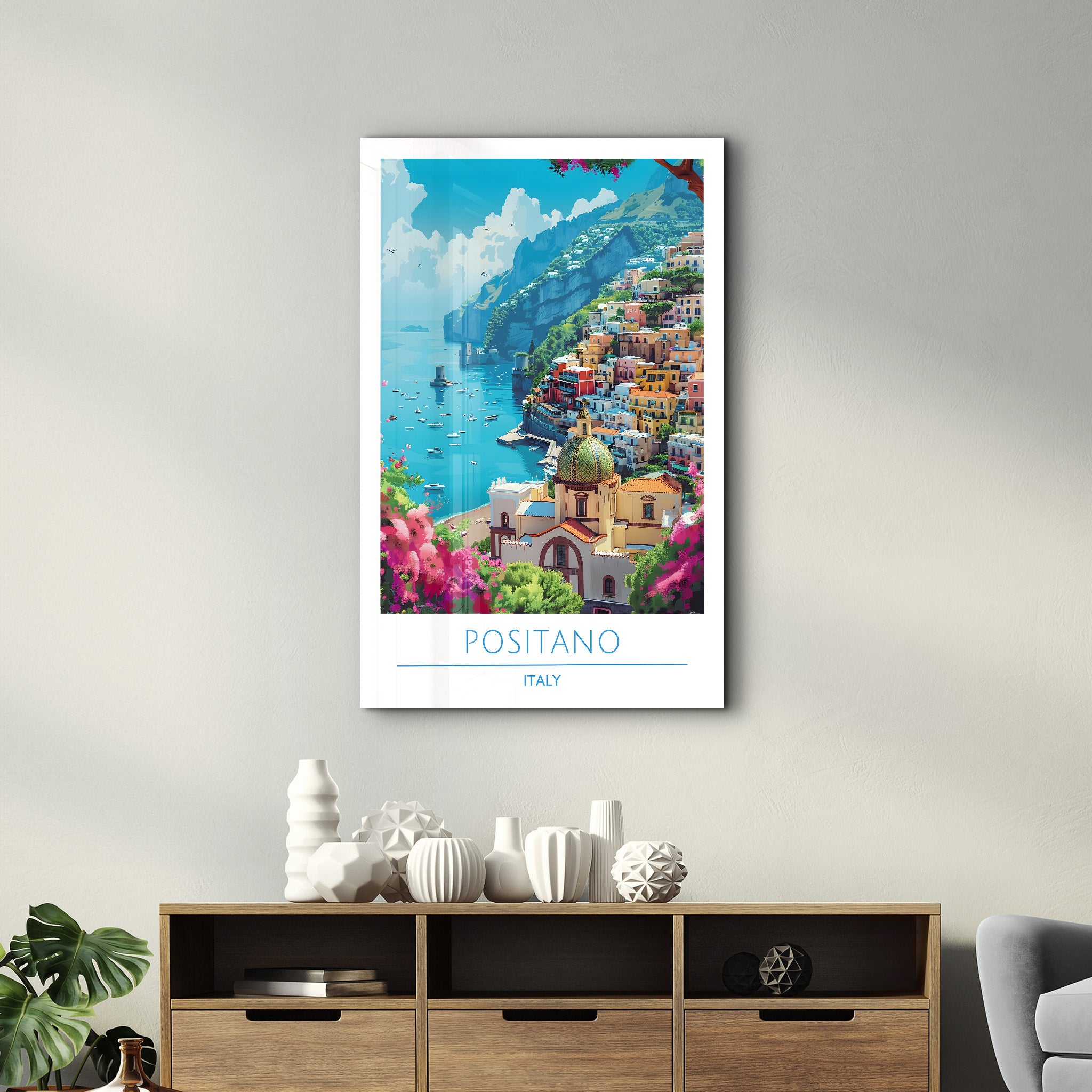 Positano Italy-Travel Posters | Glass Wall Art